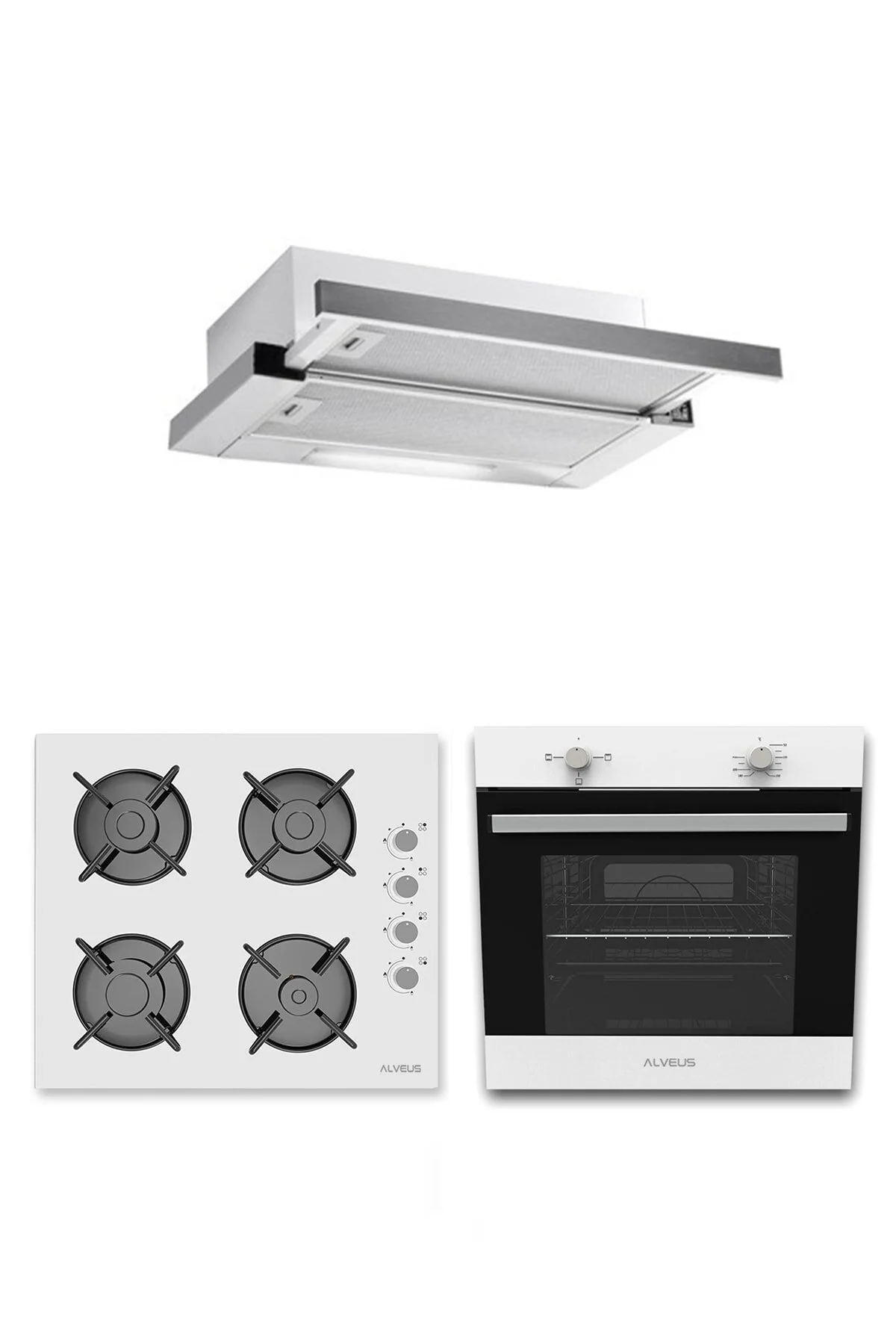 Alveus Destıny 604 Beyaz 3'lü Ankastre Set (F6 ECR - GLS 640 - MFA604)