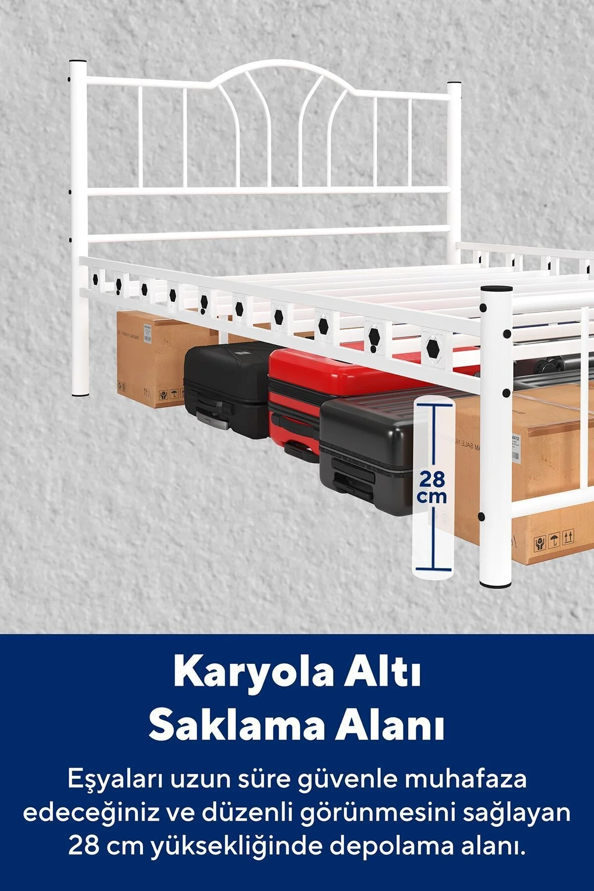 ARGİMO Bella Çift Kişilik Ferforje Metal Karyola Beyaz