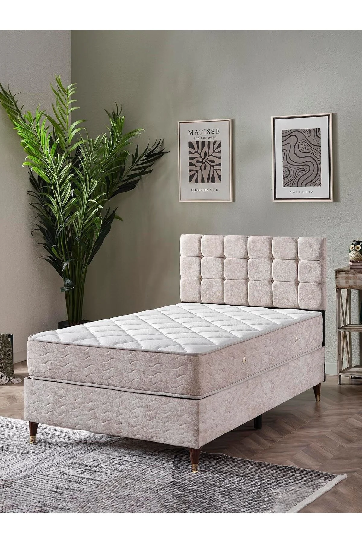 beehanem Bengü 120x200 Geniş Tek Kişilik Sandıklı Yatak+Baza+Başlık 3'lü Set Premium Tasarım