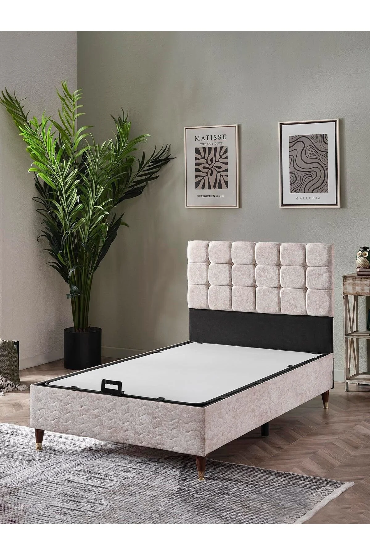 beehanem Bengü 120x200 Geniş Tek Kişilik Sandıklı Yatak+Baza+Başlık 3'lü Set Premium Tasarım