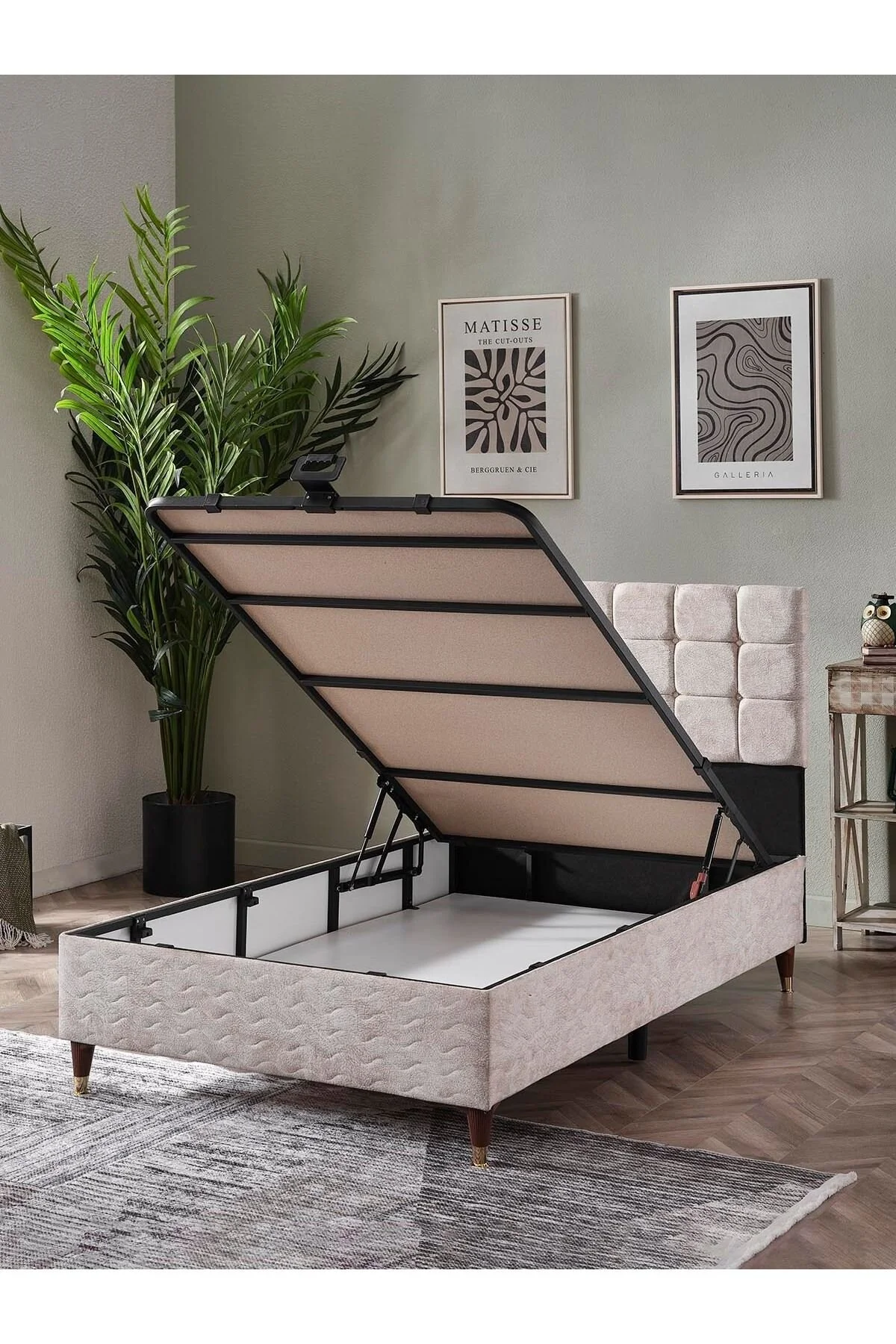 beehanem Bengü 120x200 Geniş Tek Kişilik Sandıklı Yatak+Baza+Başlık 3'lü Set Premium Tasarım