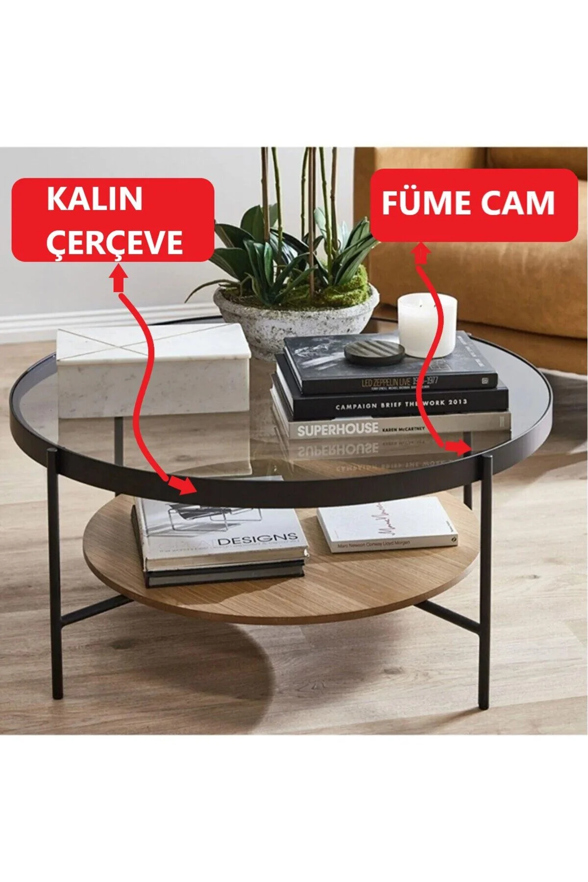 BETA AKSESUAR Oslo Orta Sehpa - Füme Cam / Atlantik Çam
