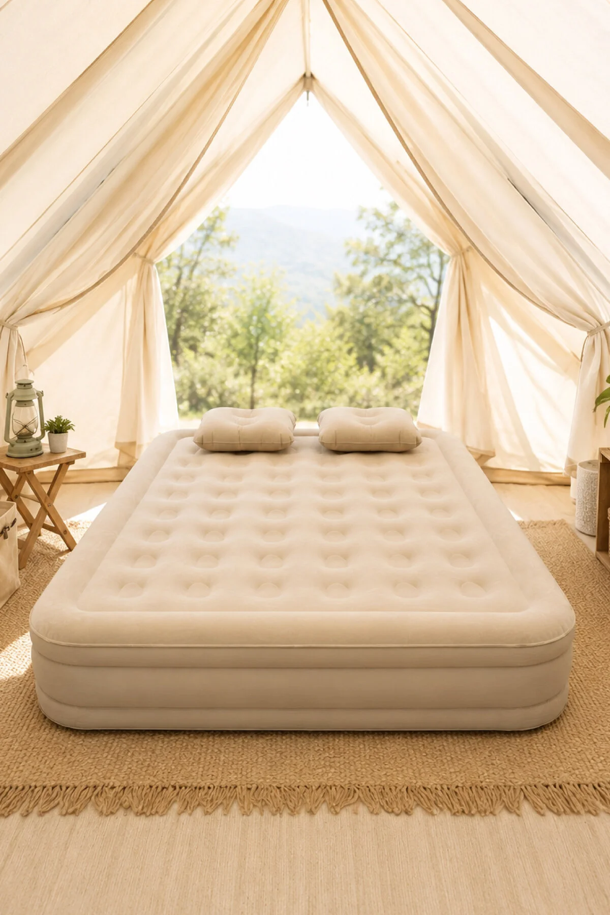 Blooma Çift Kişilik Kendinden Pompalı Şişme Yatak 150x200x40 cm 2 Yastık- Şarjlı Dahili Pompalı