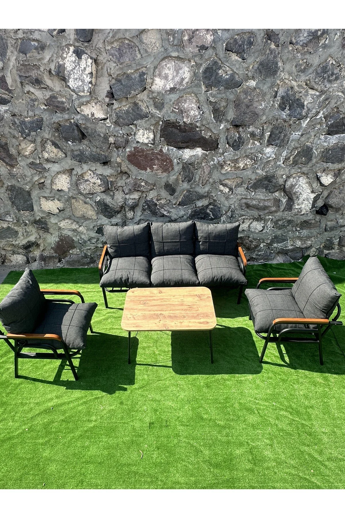 BM DESİNG GENİŞ BALKONLAR İÇİN KONFORLU BAHÇE VE BALKON MOBİLYASI 3+1+1+SEHPA