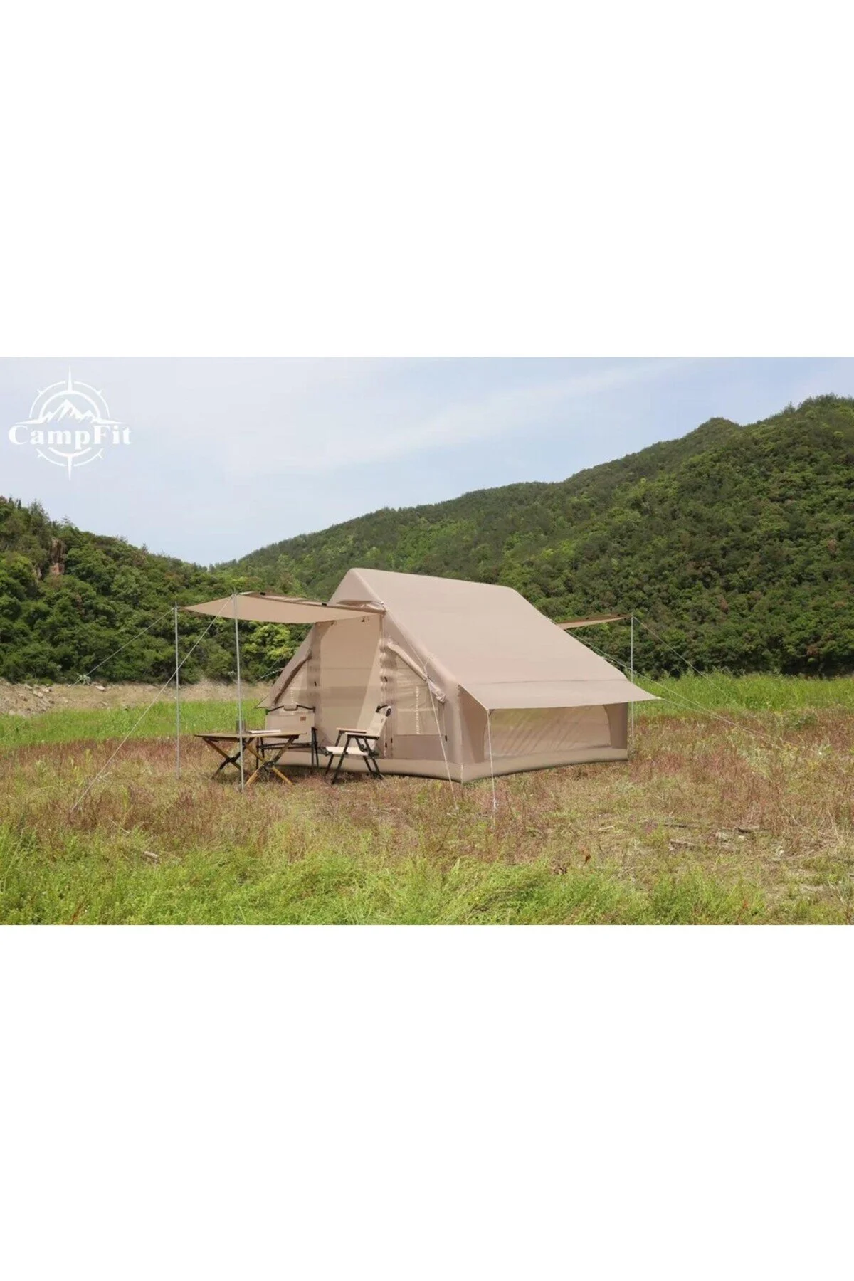 Campfit Şişme Çadır Tenteli Şişme Çadır – 300×210×190 cm 6m2 4-5 Kişilik Şişme Çadır Pompalı