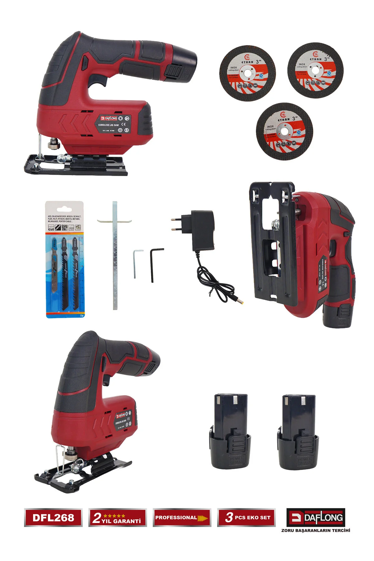 Daflong PRO BAKIR SARGILI MİNİ 3'LÜ HOBİ SETİ 76MM TAŞLAMA+DEKUPAJ+ARMUT BATARYA MATKAP DFL-268