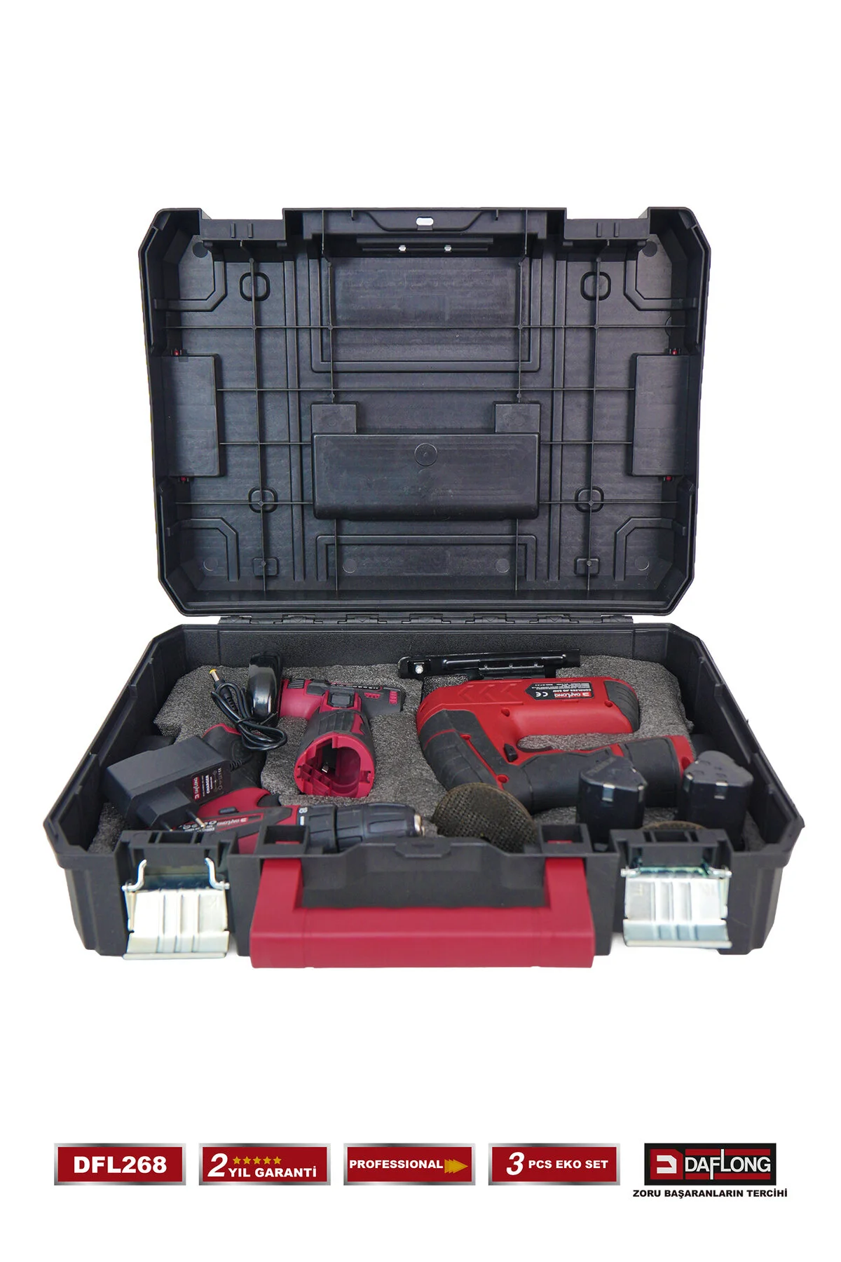 Daflong PRO BAKIR SARGILI MİNİ 3'LÜ HOBİ SETİ 76MM TAŞLAMA+DEKUPAJ+ARMUT BATARYA MATKAP DFL-268