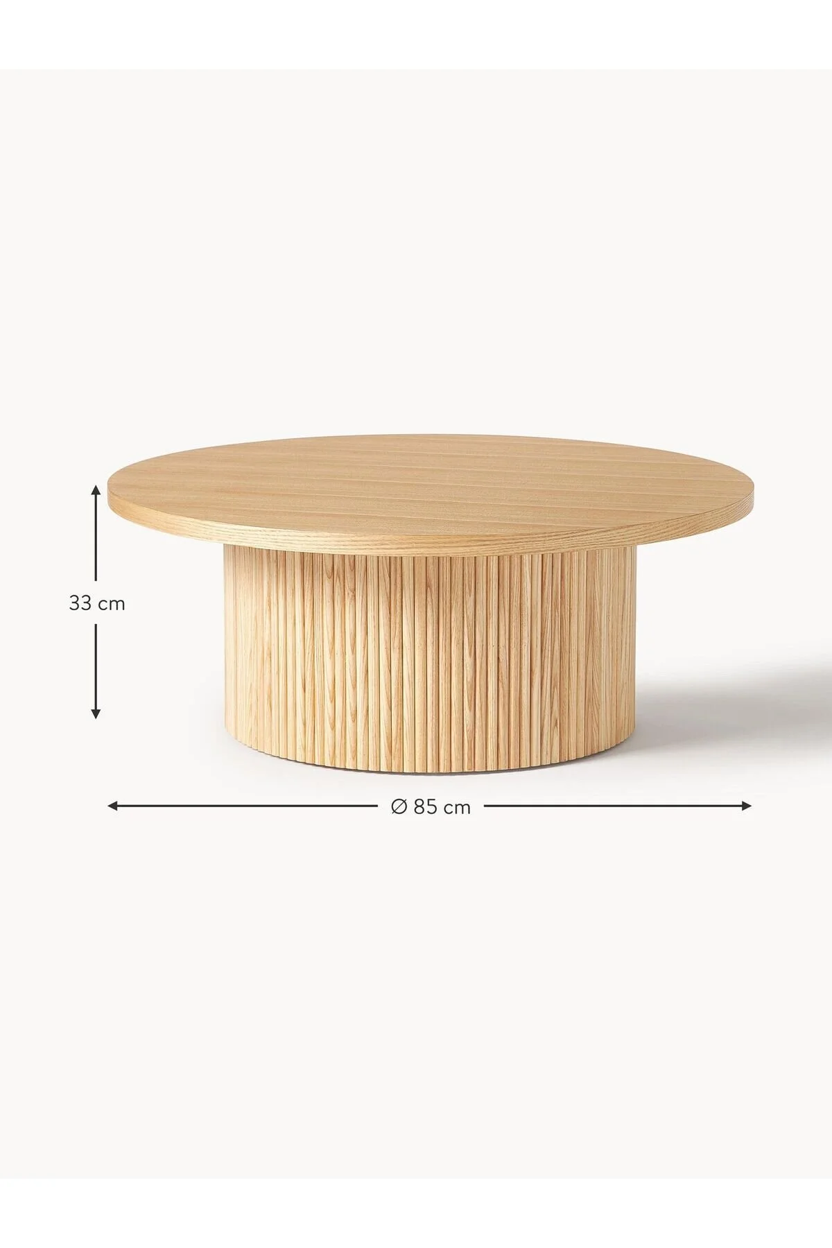 Eriza Home 1010 Yuvarlak Modern Çıtalı Orta Sehpa, Naturel