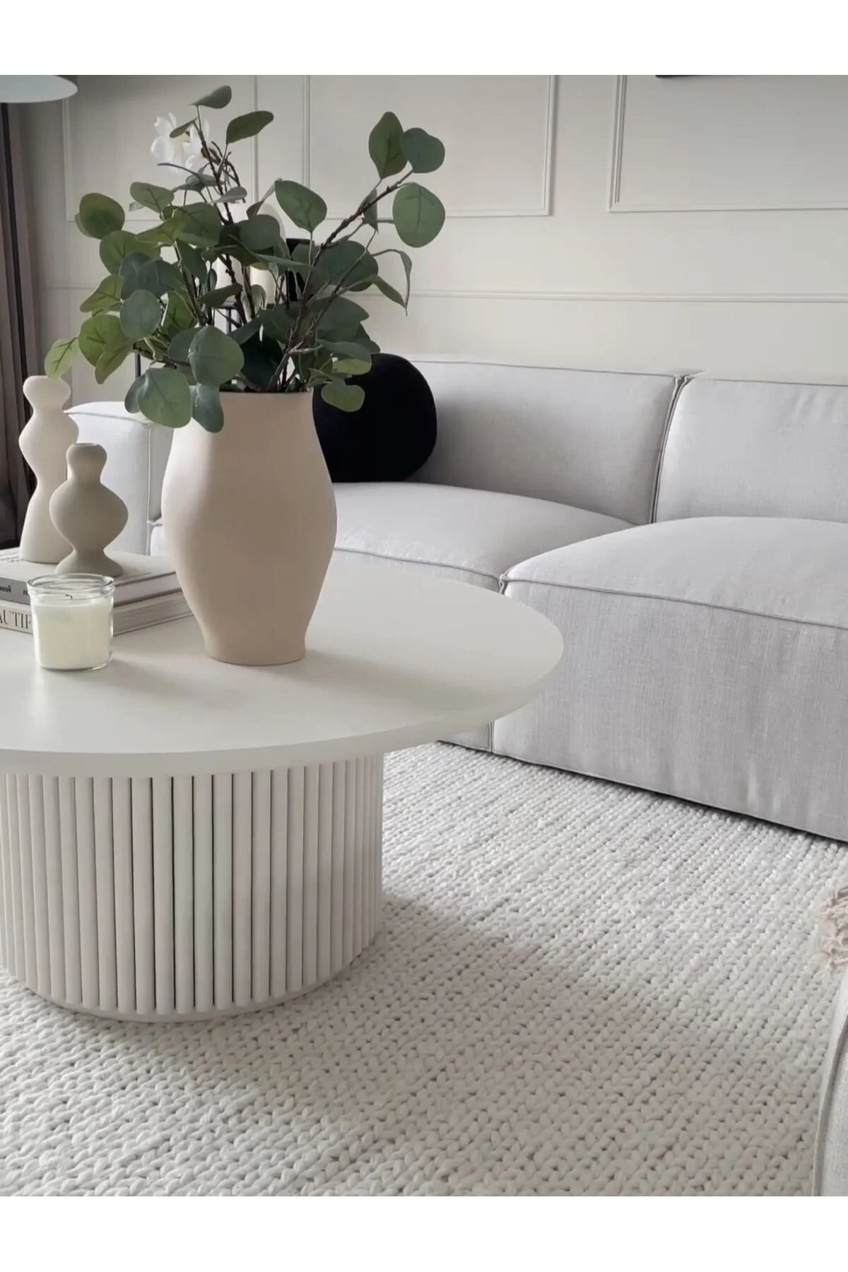ERİZA Nare, Yeni Nesil Modern Yuvarlak Beyaz Ahşap Orta Sehpa