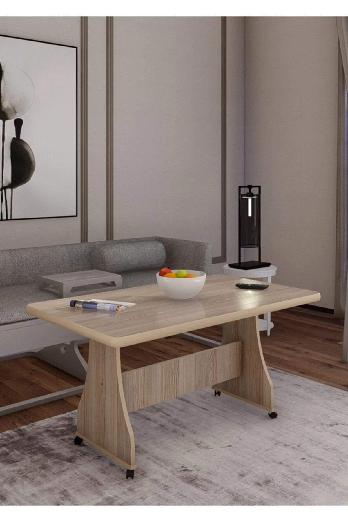 Genel Markalar Tekerlekli Mdf Masa %100 Mdf Salon Orta Sehpa Yemek Masası Ofis Sehpa