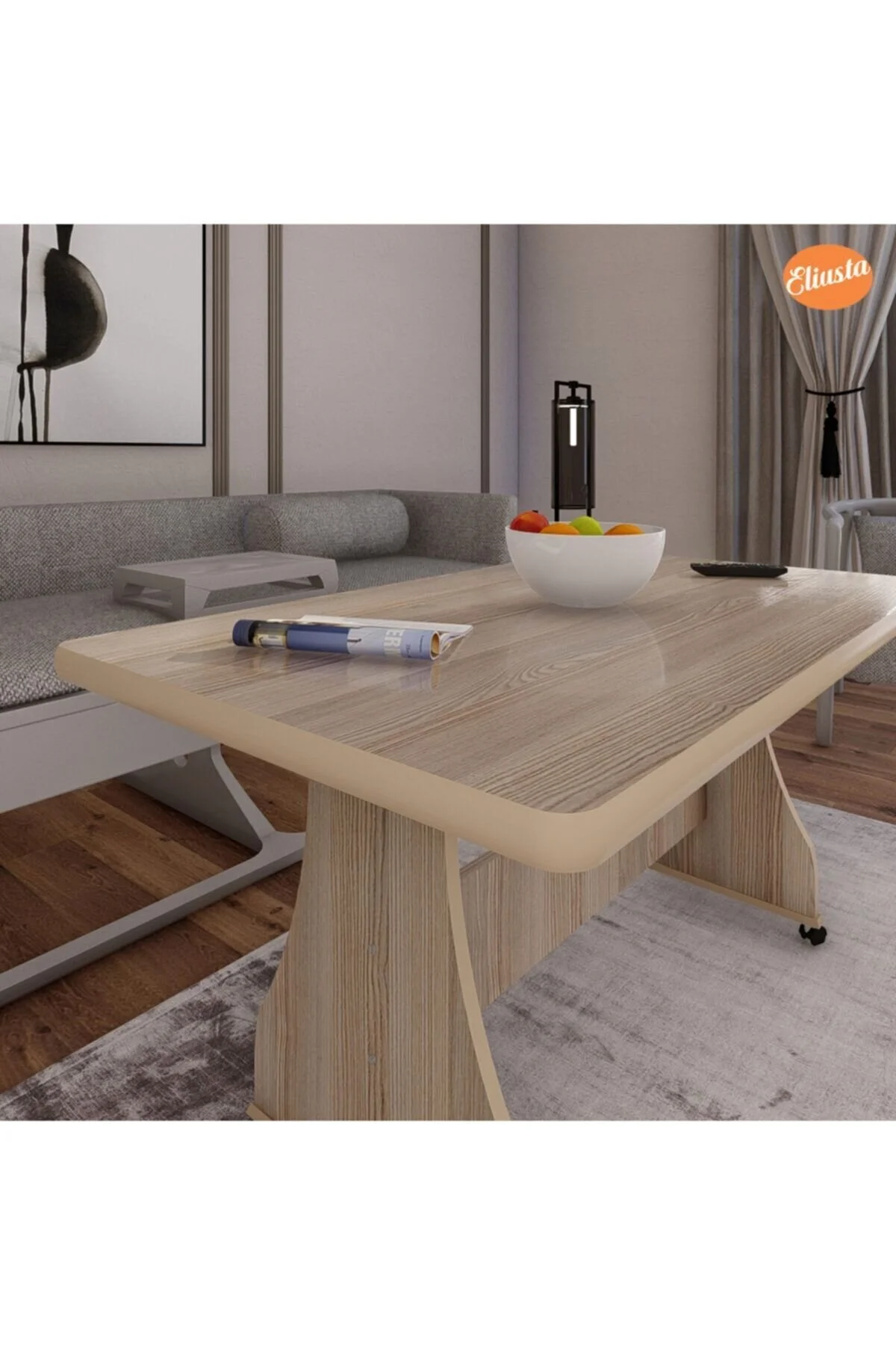 Genel Markalar Tekerlekli Mdf Masa %100 Mdf Salon Orta Sehpa Yemek Masası Ofis Sehpa
