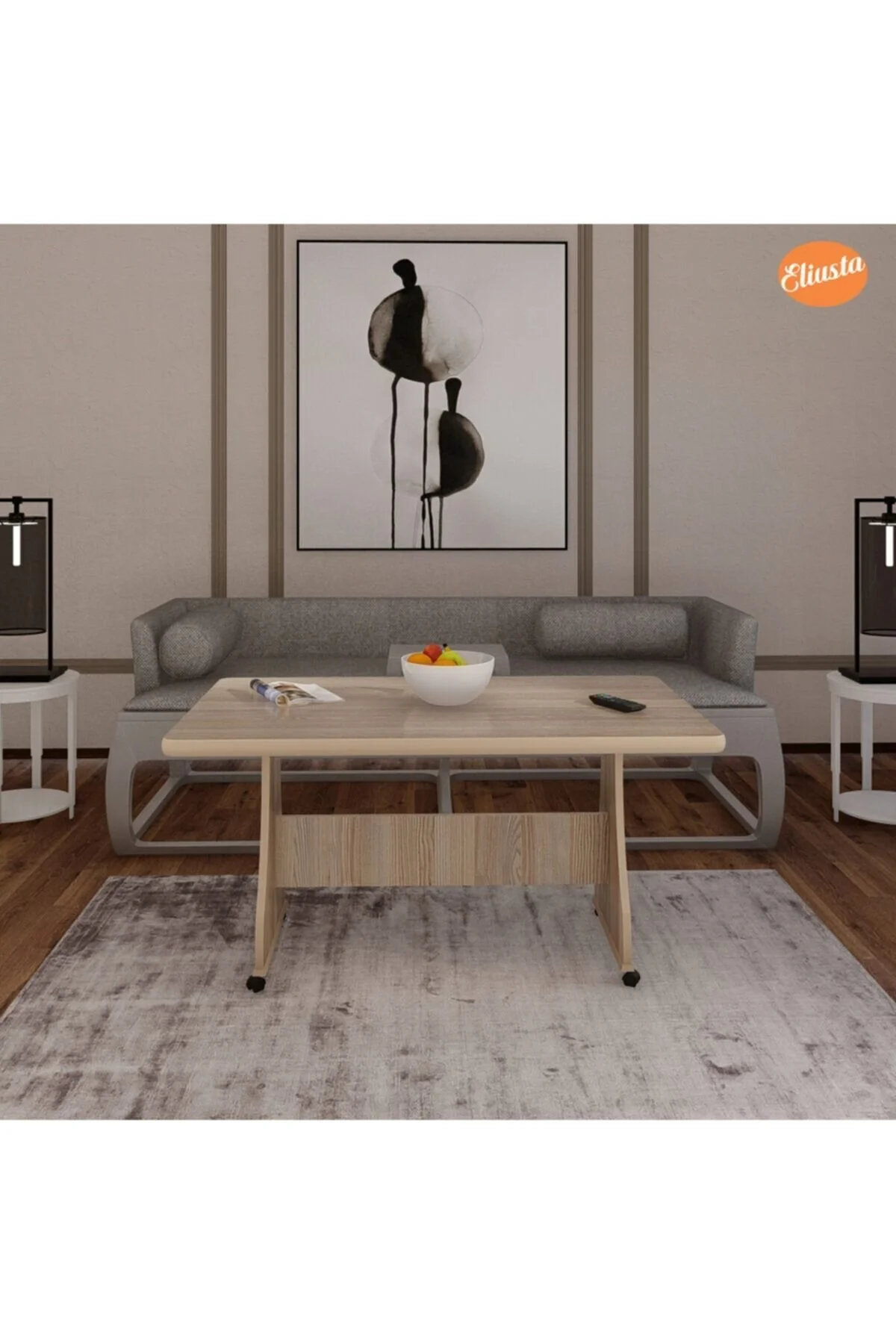 Genel Markalar Tekerlekli Mdf Masa %100 Mdf Salon Orta Sehpa Yemek Masası Ofis Sehpa