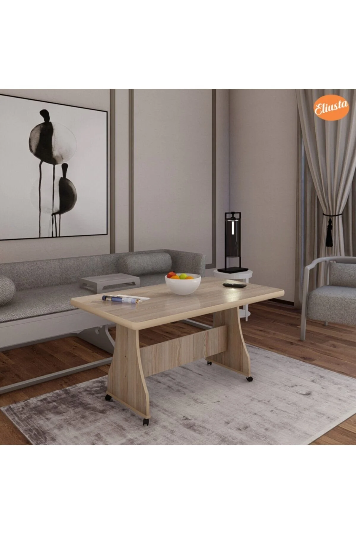 Genel Markalar Tekerlekli Mdf Masa %100 Mdf Salon Orta Sehpa Yemek Masası Ofis Sehpa