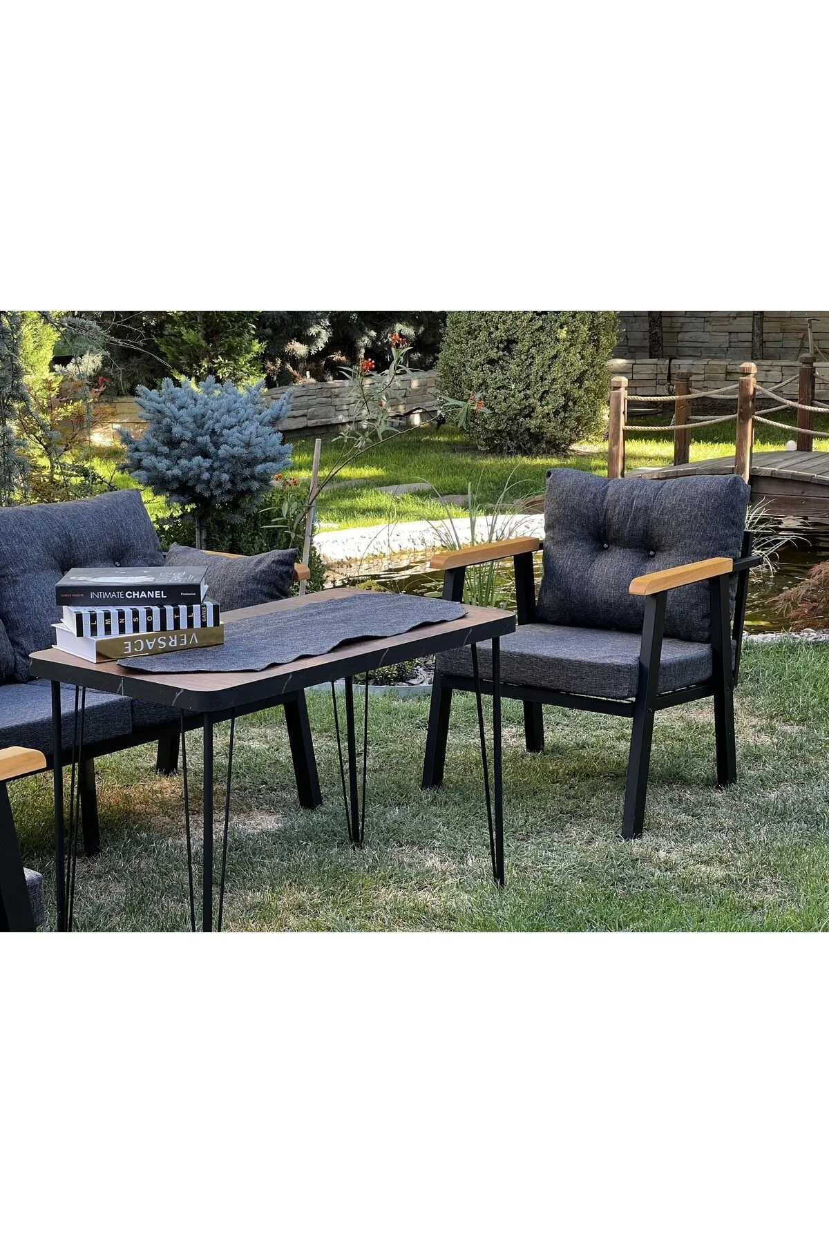 Kırlenta Erciyes 2 2 1 1 Masa Antrasit Bahçe Takımı Koltuk Takımı Balkon Takımı Bahçe Mobilyası