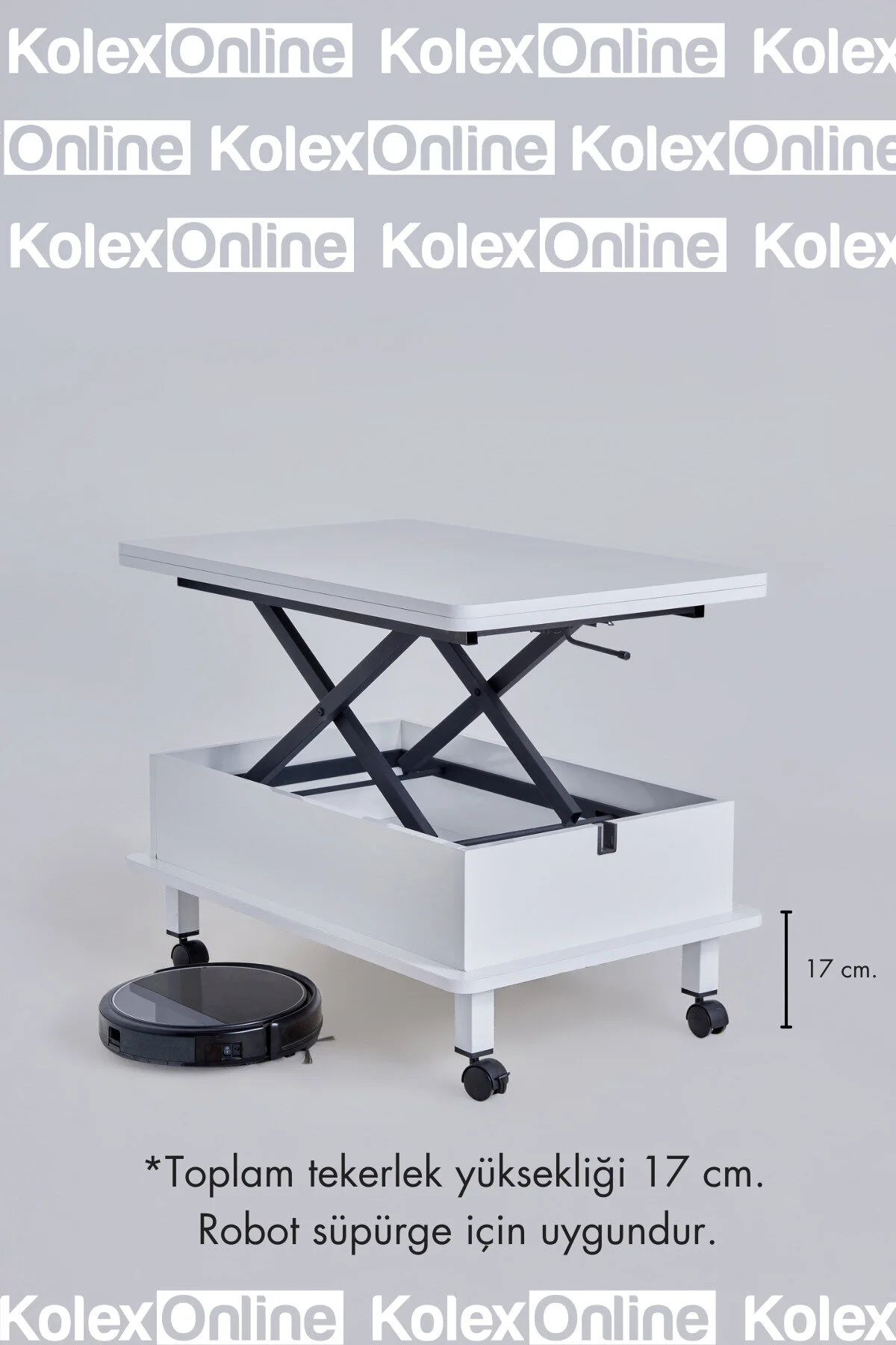Kolexonline Helsinki sihirli sehpa yer sofrası çalışma masası yemek sofrası beyaz renk