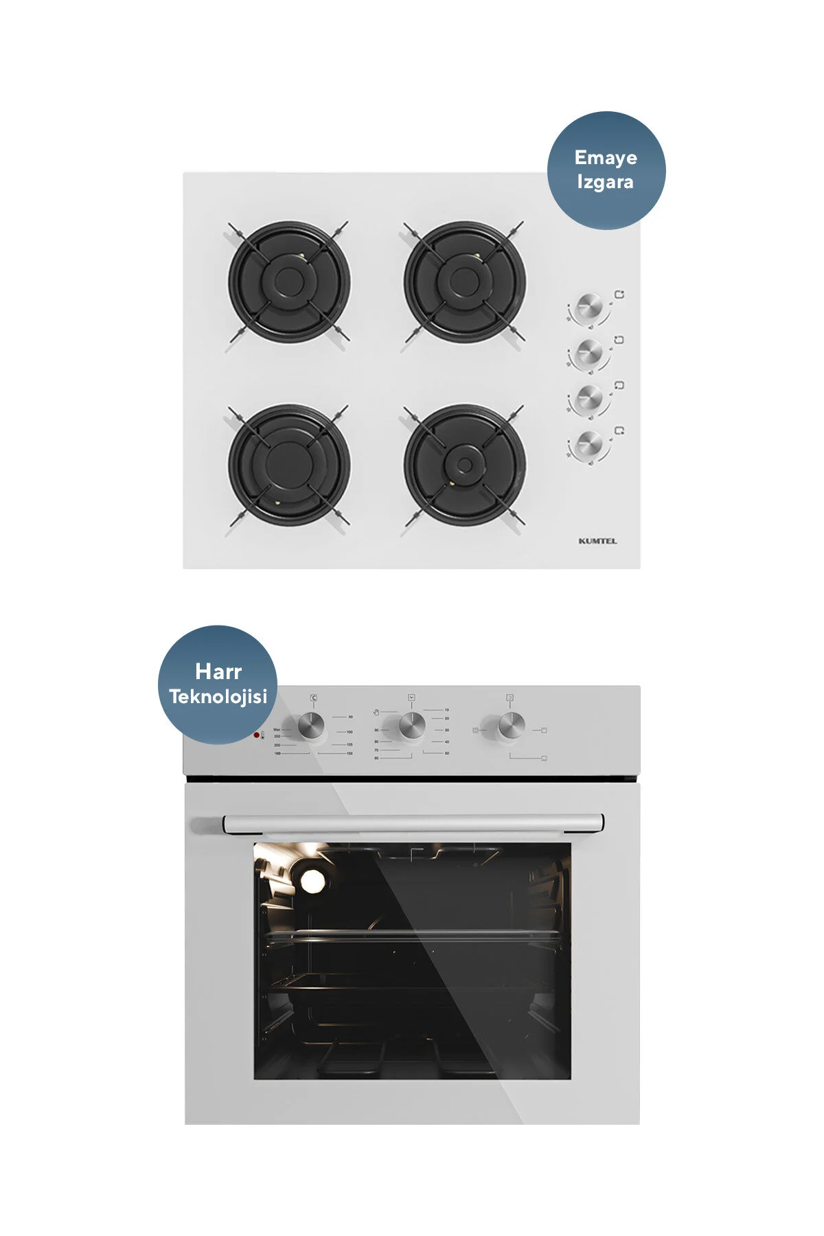 KUMTEL Beyaz 2 Li Set ( Ocak - Fırın )