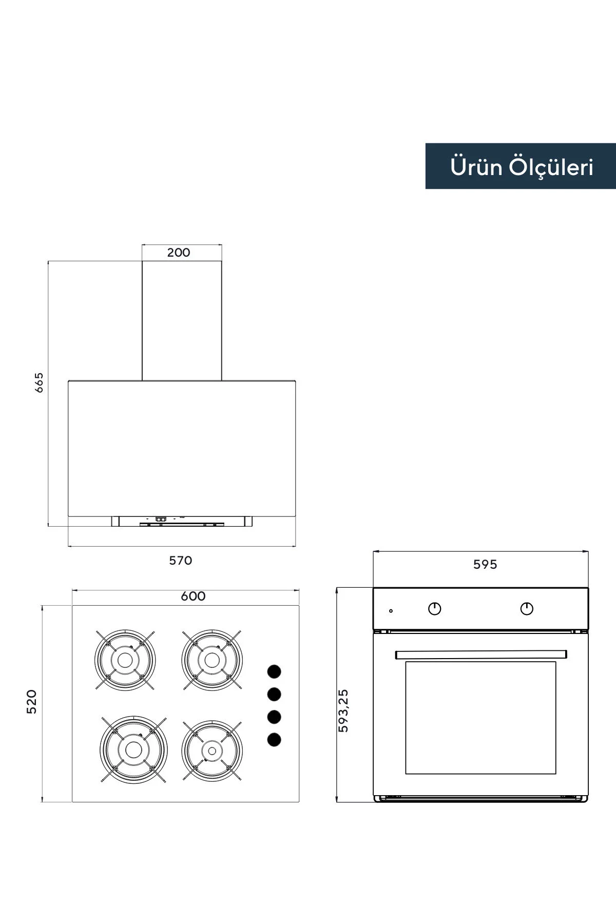 KUMTEL Home Basic Beyaz Cam Ankastre Set