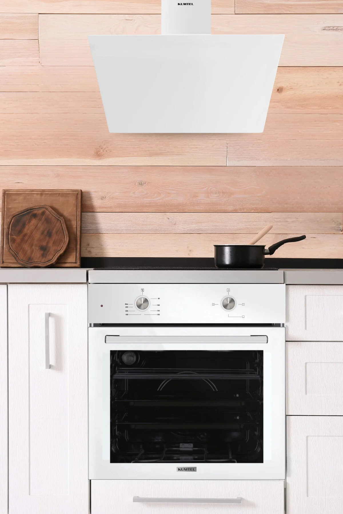 KUMTEL Home Basic Beyaz Cam Ankastre Set
