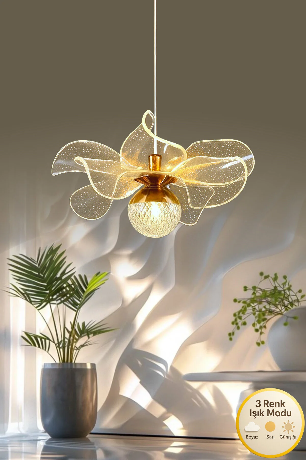 Luna Lighting Kleopatra Model Gold Kaplama 3renk Metal Salon Mutfak Oturma Yatak Odası Modern Led Sarkıt Avize