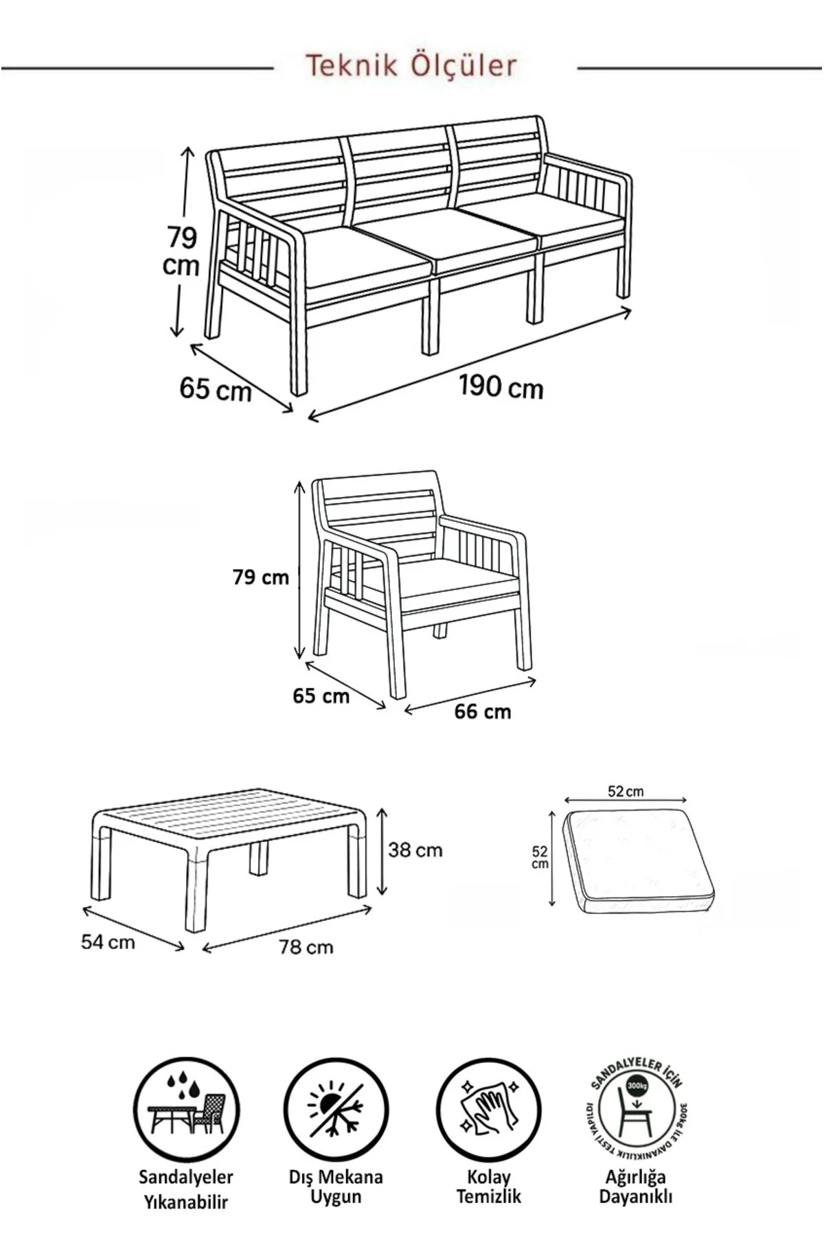 MOBETTO Ada 3+1+1+S Bahçe Takımı / Balkon - Bahçe - Teras Mobilyası - Antrasit