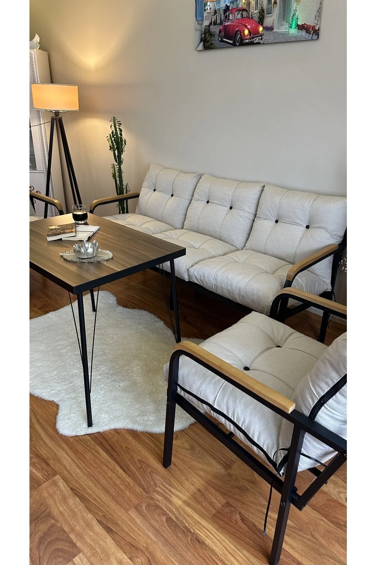 Modern Style Home Modern Kadıköy Balkon, Bahçe, Cafe - Metal Kanepe Koltuk Takımı - 3+1+1+masa