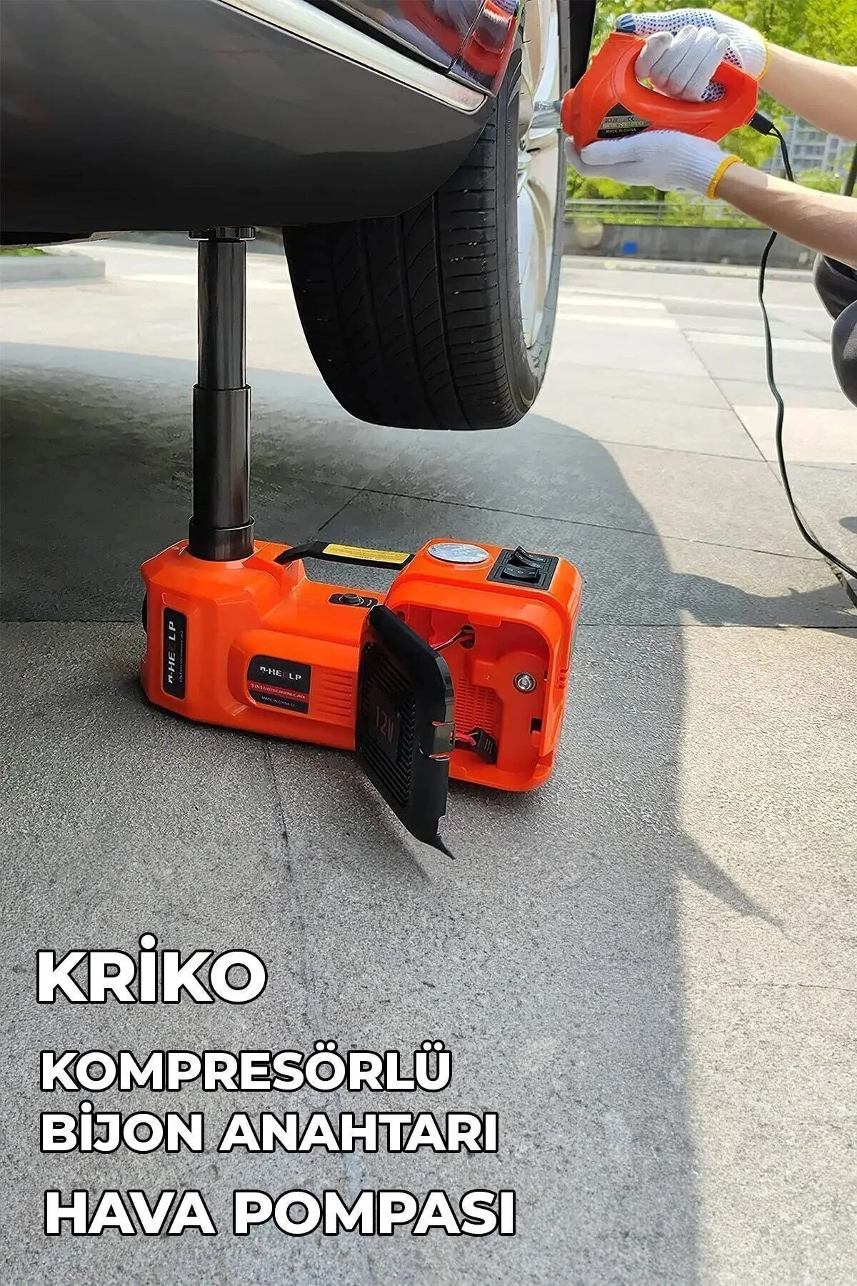 MOONSHOP PRO Seri Elektirikli Araba Kriko Kiti 5 Ton 12 V Hidrolik Kriko Bijon Anahtarı Seti Darbe Anahtarı