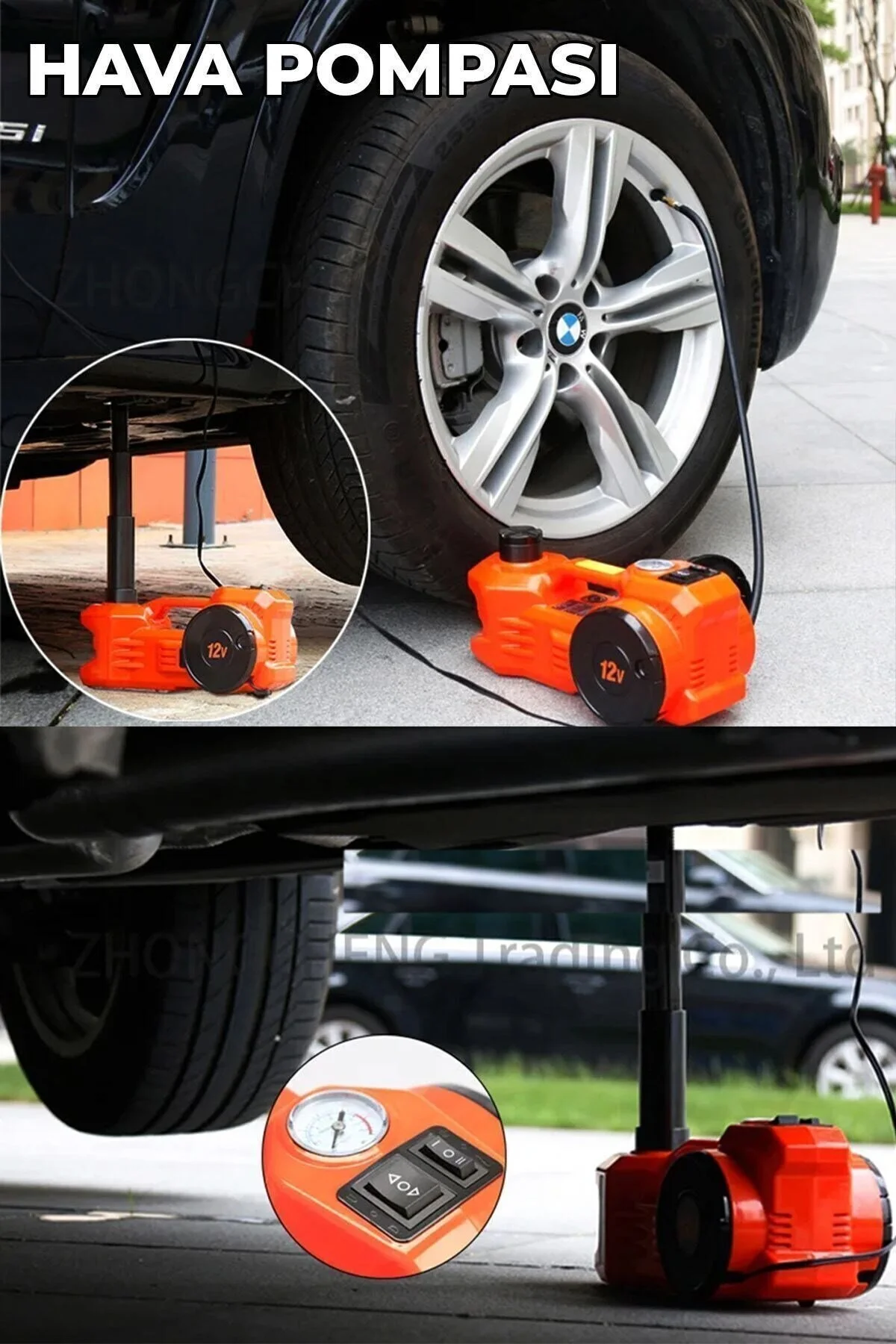 MOONSHOP PRO Seri Elektirikli Araba Kriko Kiti 5 Ton 12 V Hidrolik Kriko Bijon Anahtarı Seti Darbe Anahtarı