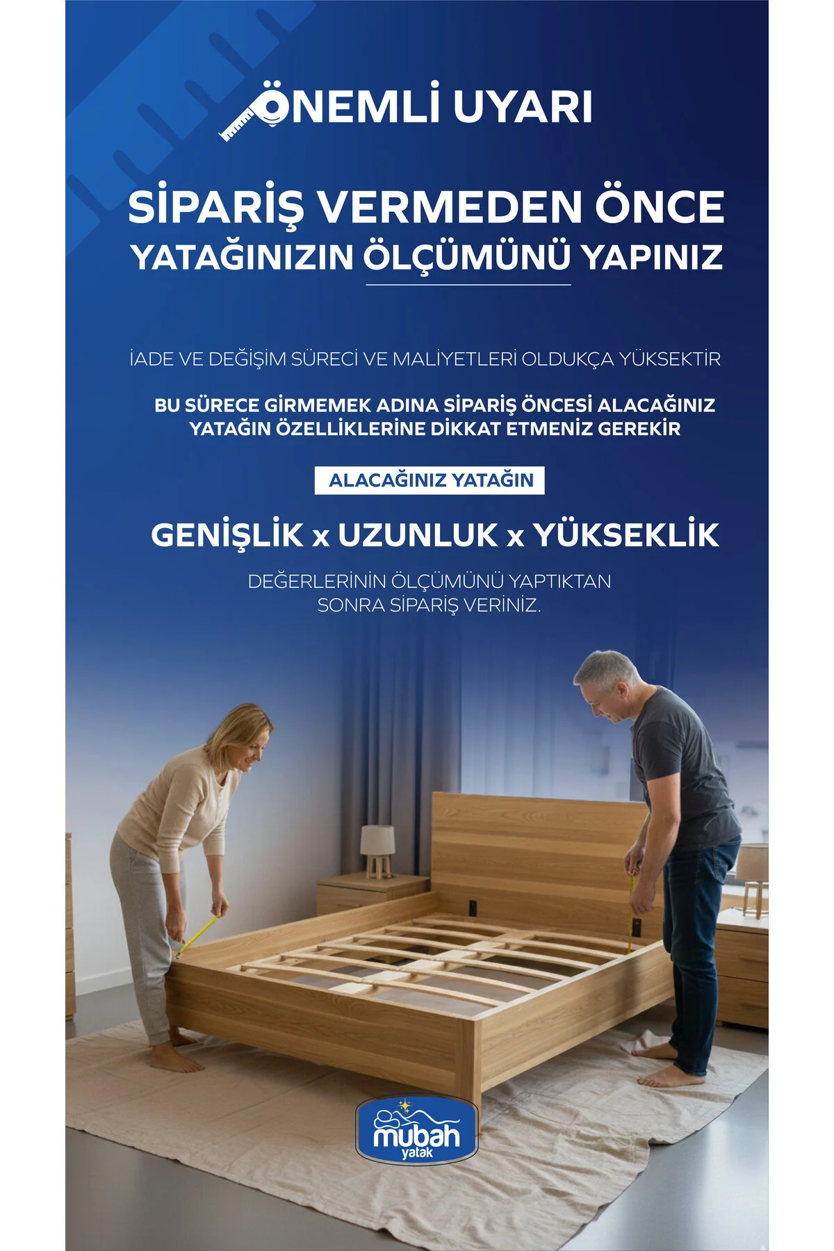 MUBO Full Ortopedik Bamboo Ekstra Yaylı Yatak 20cm Özel Ölçü Seçenekli
