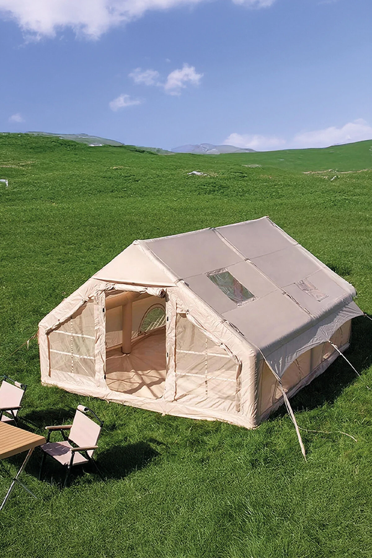 Onetick 12 Kişilik 4 Mevsim Şişme Kamp Çadırı 300x400 12 M2 Yükseklik 210 Cm (Kış Şartlarına Uygundur)