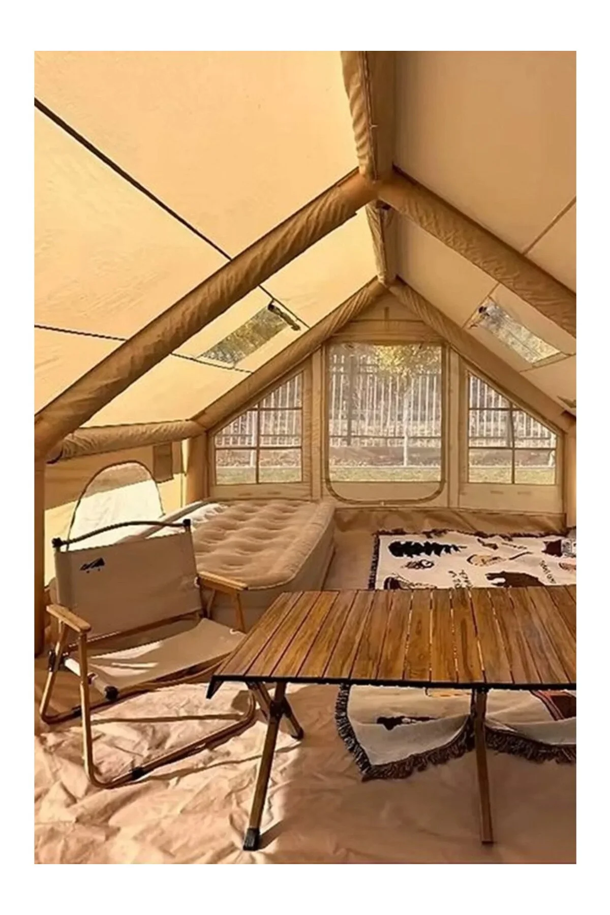 Onetick 12 Kişilik 4 Mevsim Şişme Kamp Çadırı 300x400 12 M2 Yükseklik 210 Cm (Kış Şartlarına Uygundur)