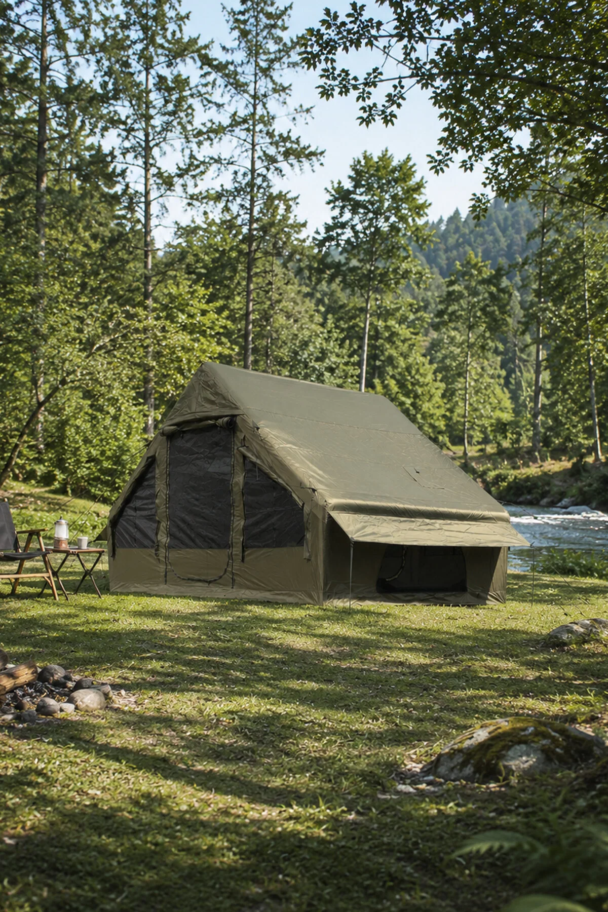 Onetick 6 Kişilik 4 Mevsim Şişme Çadır Şeffaf Tavan Pencereli (2 Kapılı) 300x210x200cm (Kış Şartlarına Uygun)