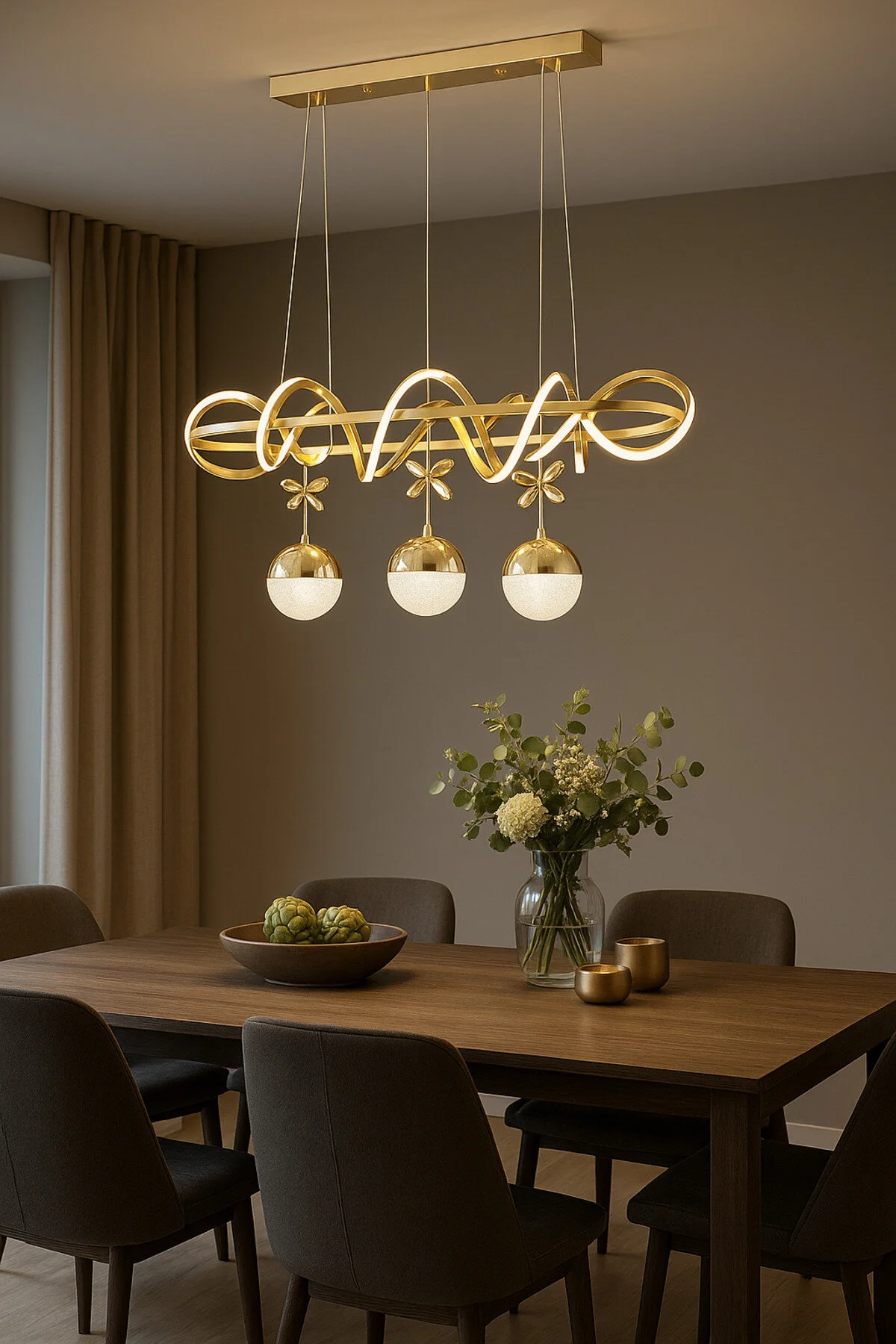 OSC HOME KUMANDALI LED AVİZE KUZEY YEMEK MASASI 3RENK IŞIKLI