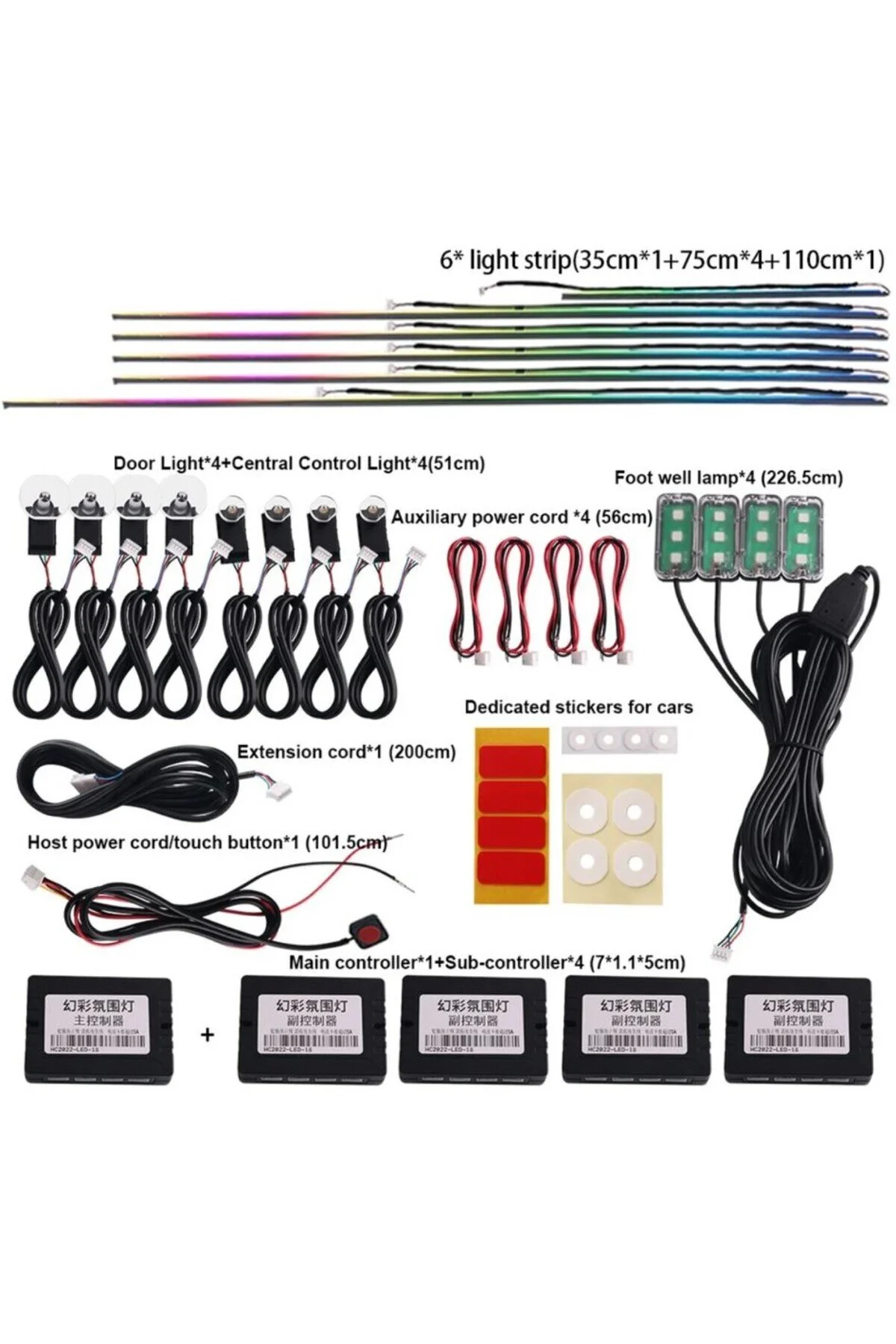 ÖZKAN TUNING AKSESUAR 64 Renk RGB Araç İç Ambiyans Led Dekorasyon Ortam Işıkları