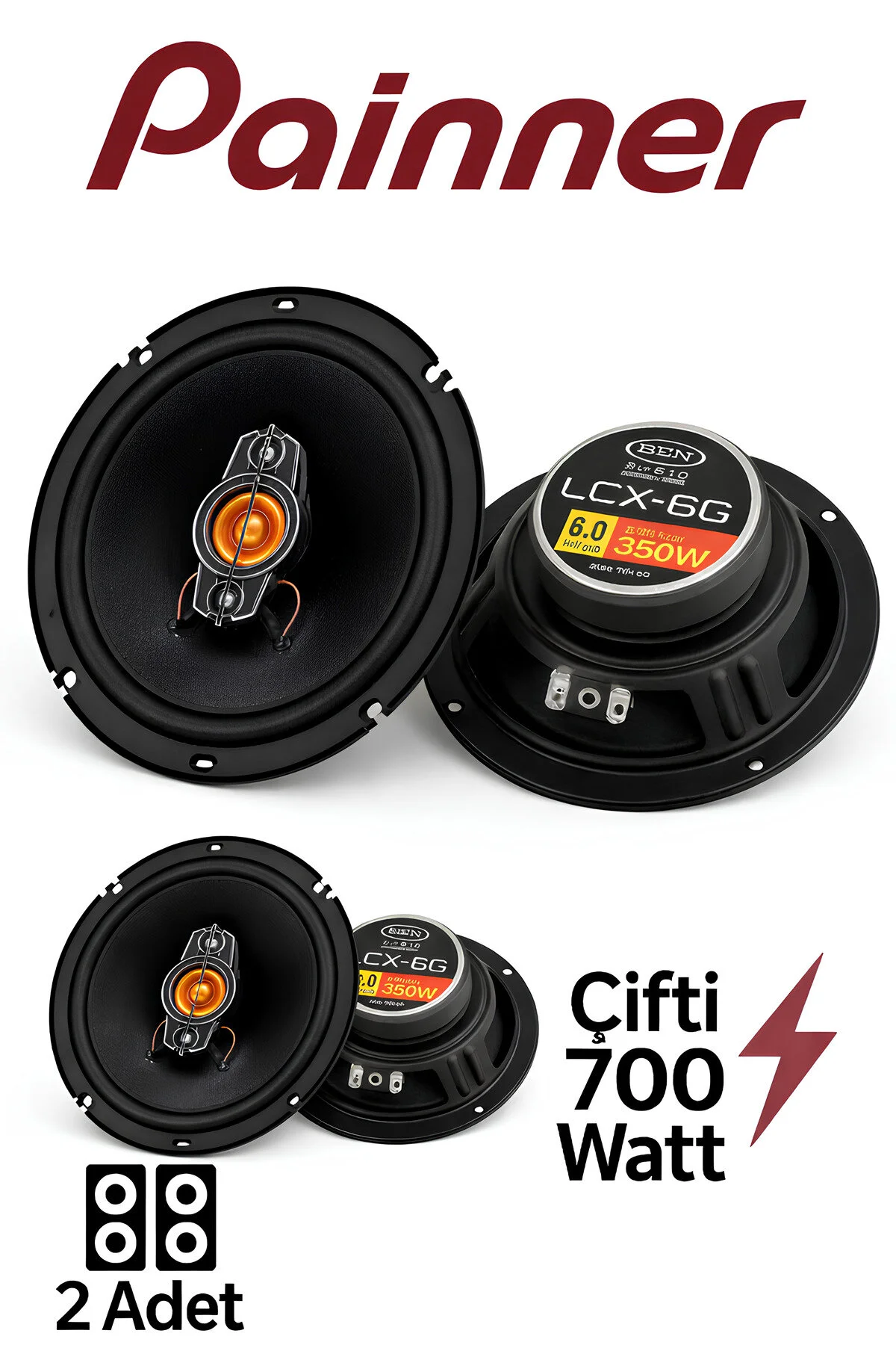 Painner Ben Audıo Çifti 700 Watt 16 Cm Araba Oto Hoparlör Tweeter'lı Kutu Içeriği 2 Adet