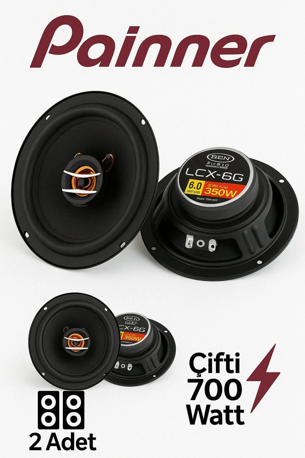 Painner Ben Audıo Çifti 700 Watt 16 Cm Araba Oto Hoparlör Tweeter'lı Kutu Içeriği 2 Adet