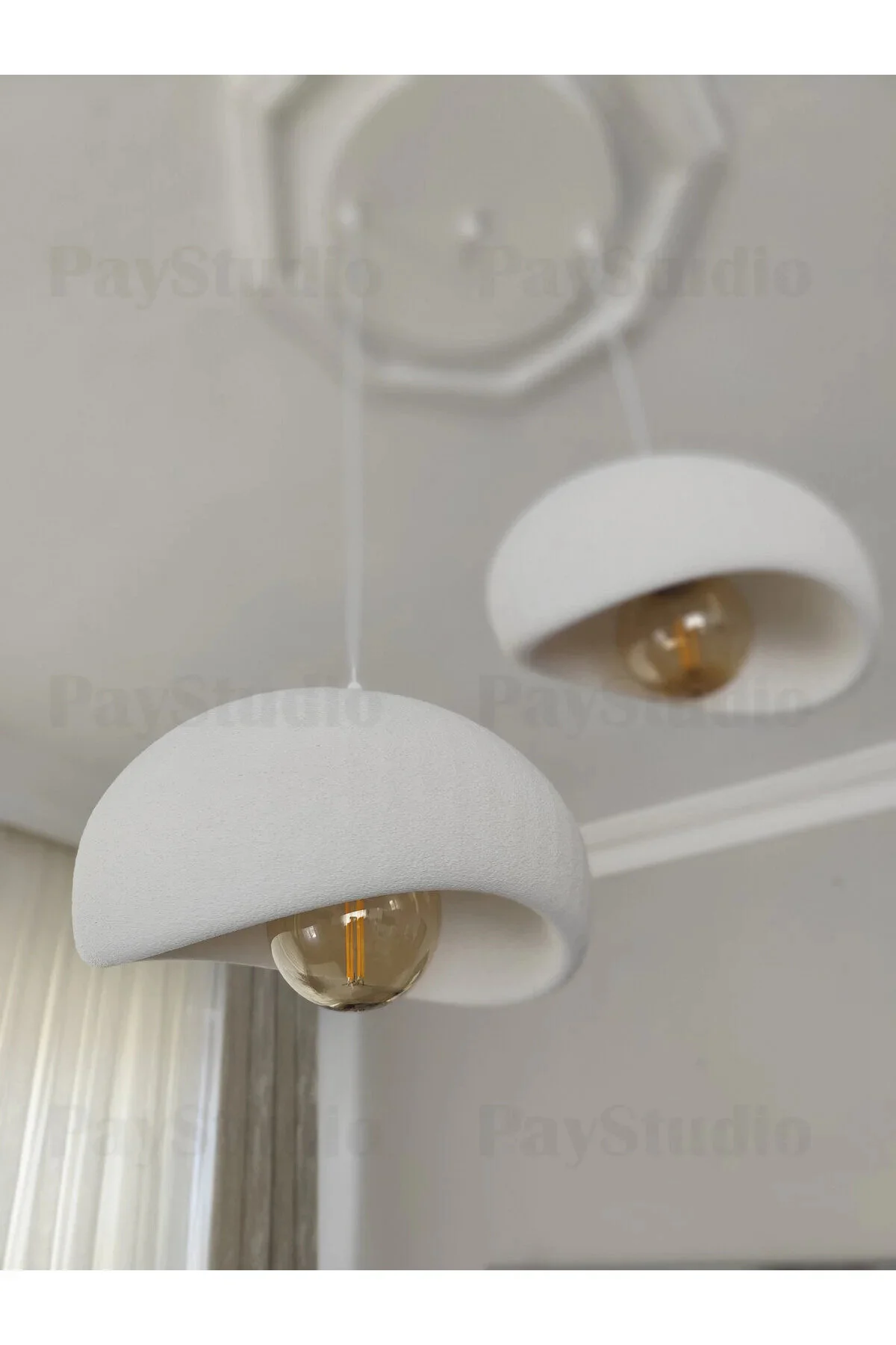 PayStudio Beton Görünüm 2 Li Sarkıt Avize Bohem Modern Rustik (Rustik Ampül Hediyedir.)