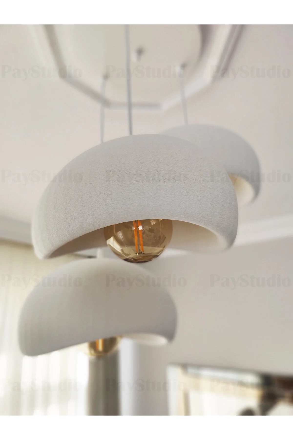 PayStudio Beton Görünüm 3 Lü Sarkıt Avize Bohem Modern Rustik (Rustik Ampül Hediyedir.)