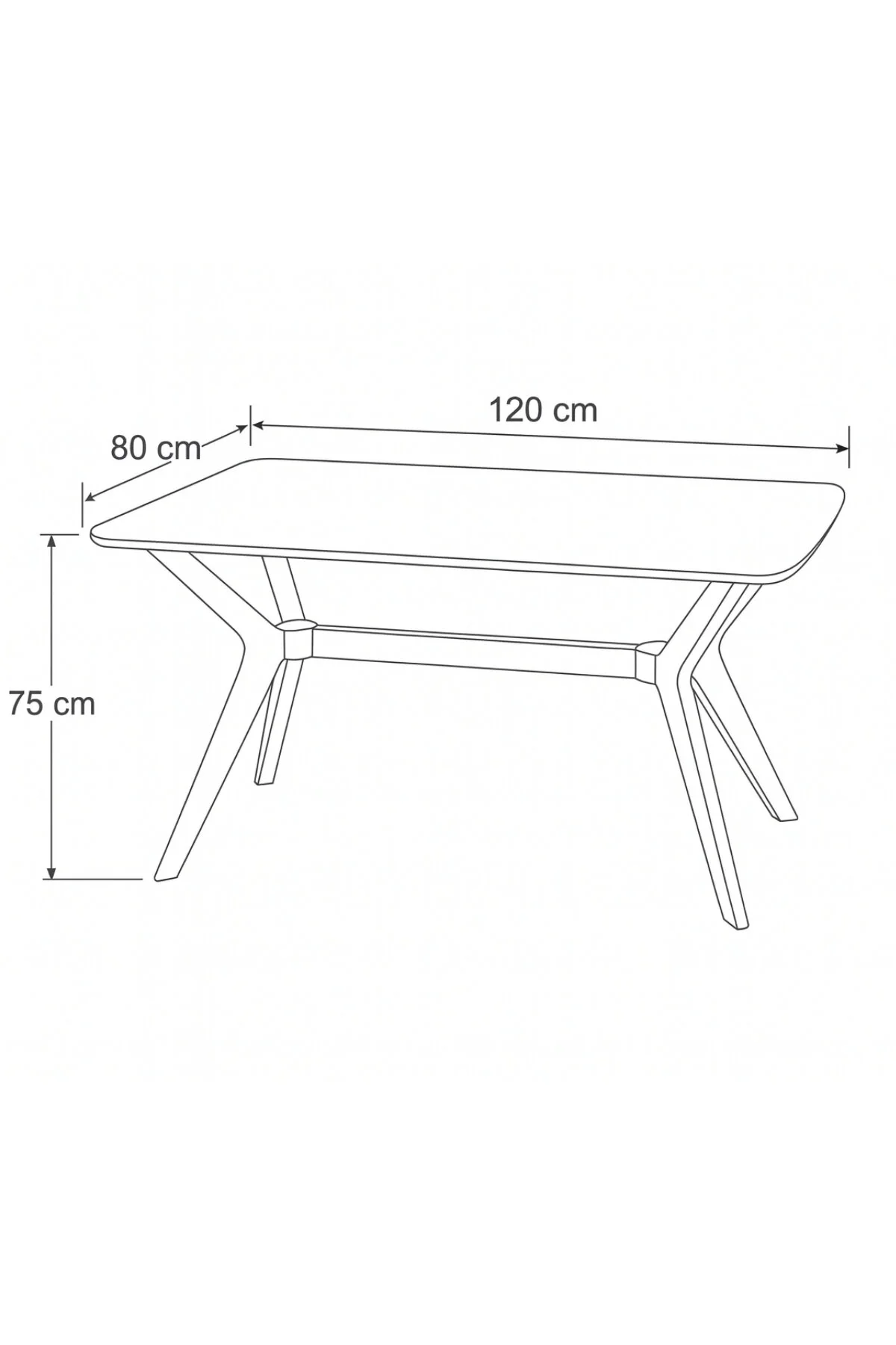 PLASMOB 80X120 MDF Mutfak Masası (Sadece Masa) Salon Masası Balkon Masası Viktoria Serisi-Traverten/Ceviz