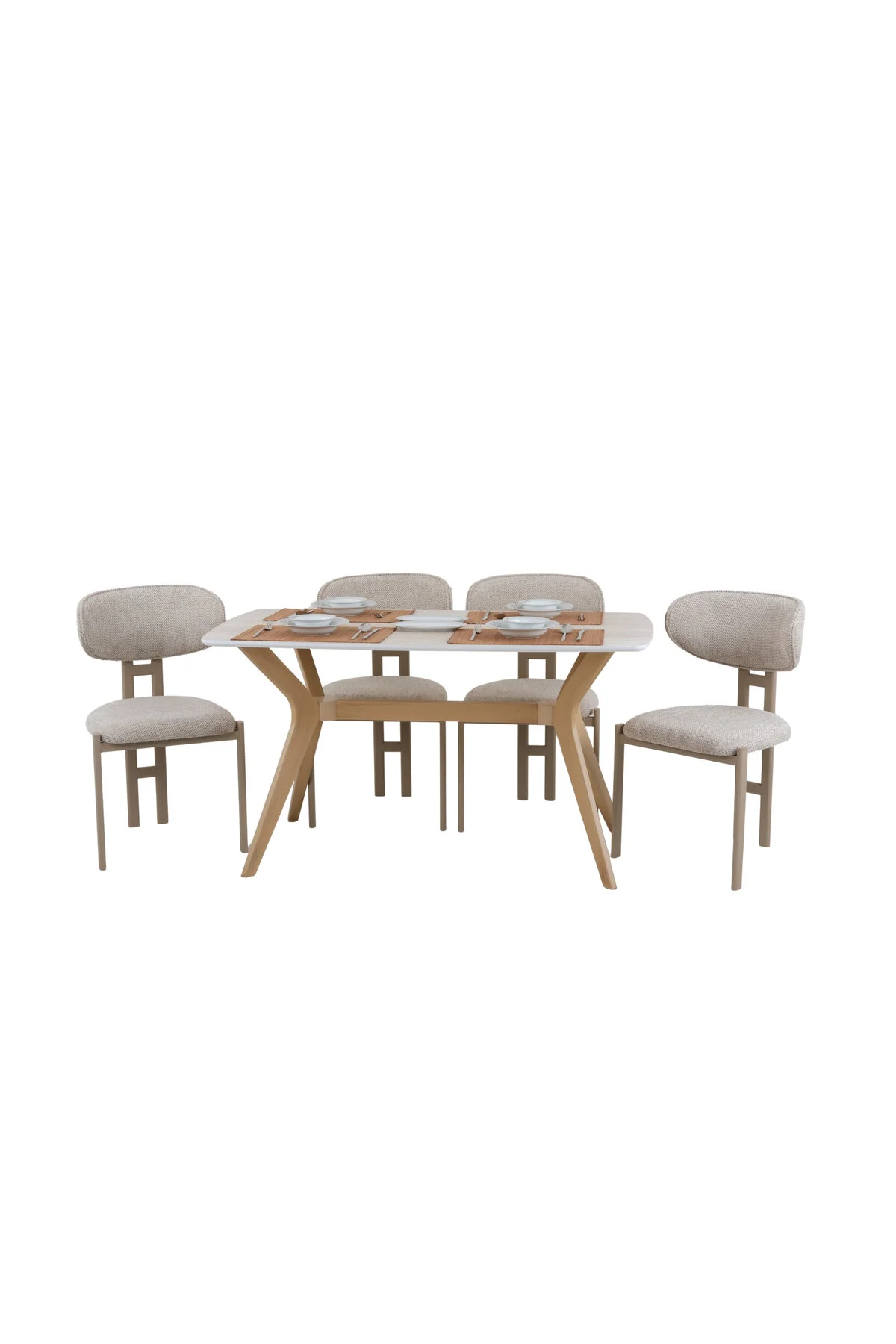 PLASMOB 80x140 Mutfak Masası Takımı 1 Masa + 4 Sandalye Salon Masası Viktoria Model-Traverten/Ceviz