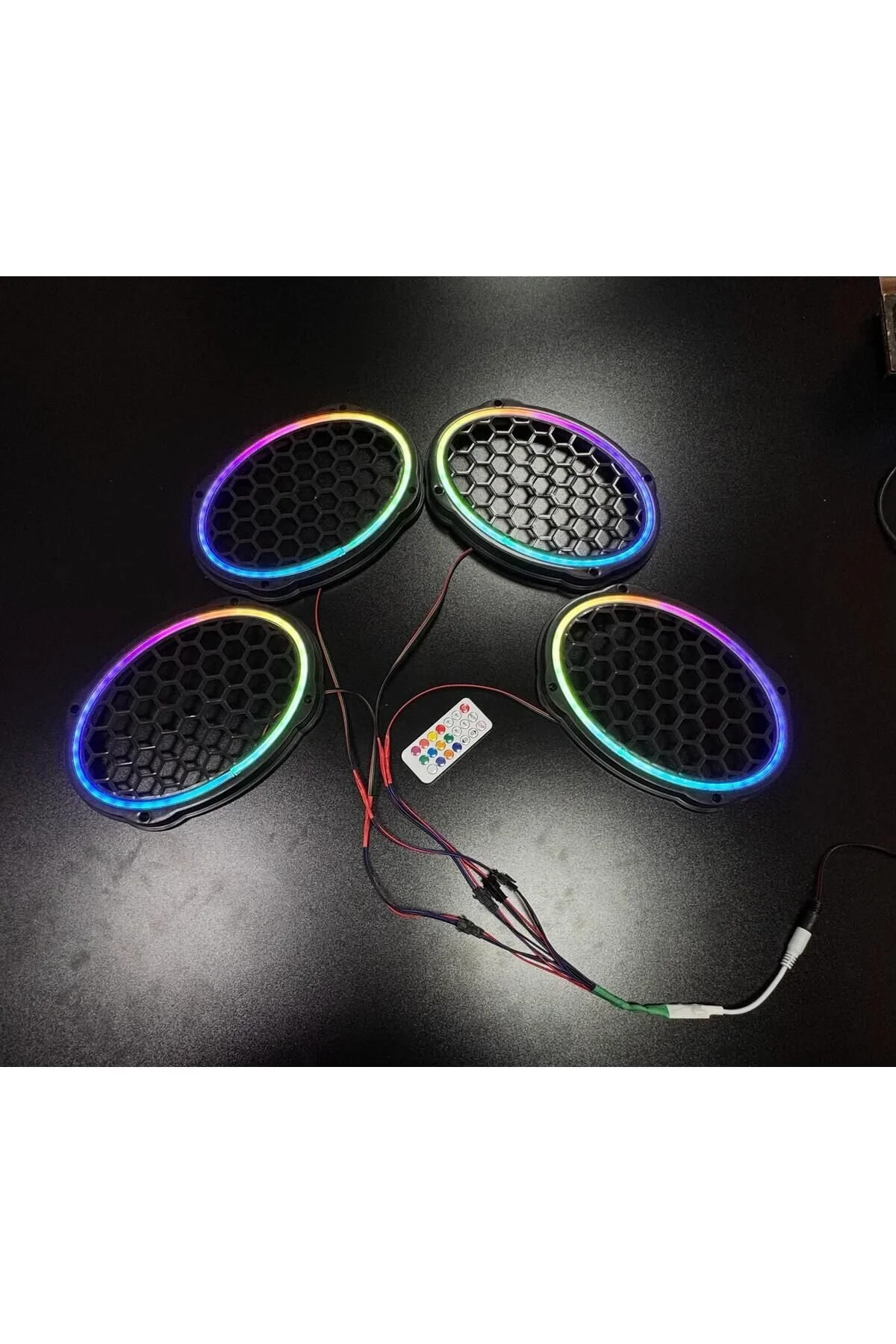 POZART AUDİO SYSTEMS Piksel Neon Ledli Oval 6*9 Hoparlör Midrange Kapağı 4adet Kapak+Modül Soket Tak Çıkart Kolay Montaj
