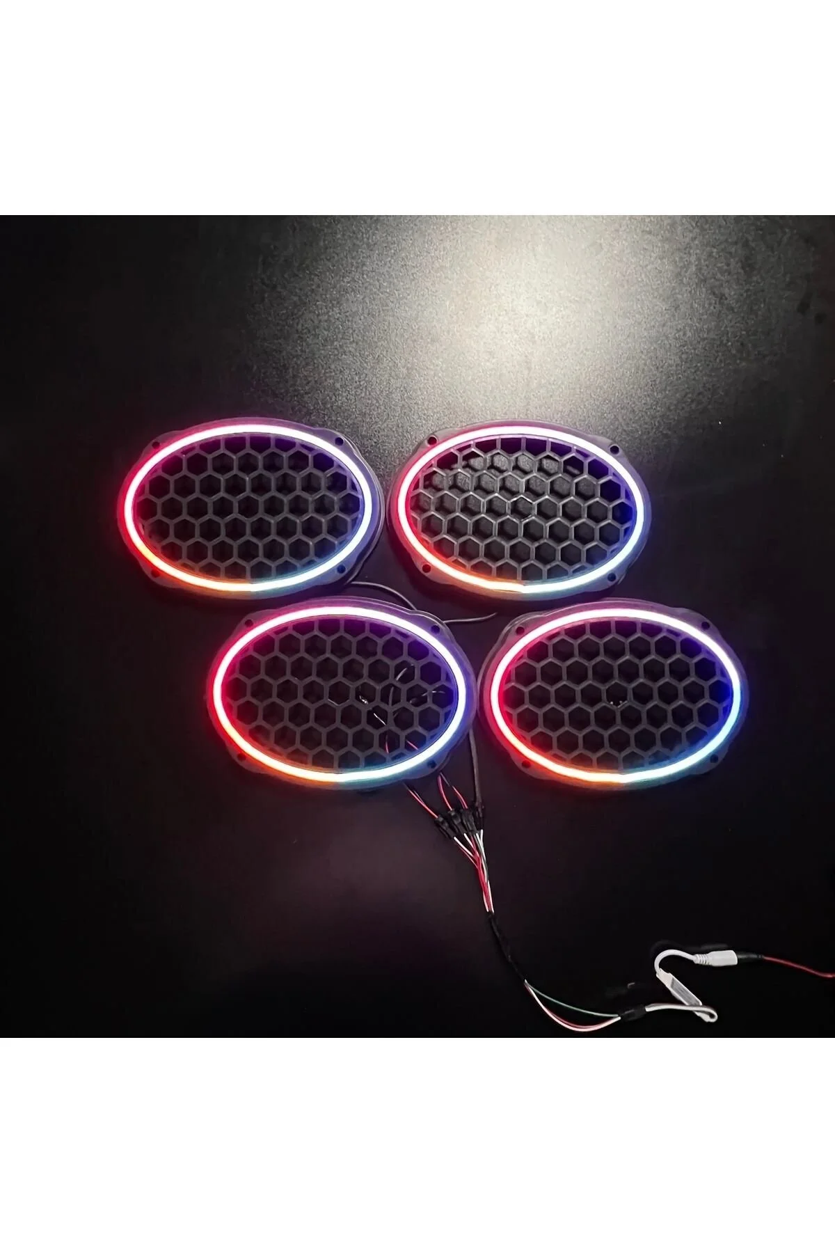 POZART AUDİO SYSTEMS Piksel Neon Ledli Oval 6*9 Hoparlör Midrange Kapağı 4adet Kapak+Modül Soket Tak Çıkart Kolay Montaj
