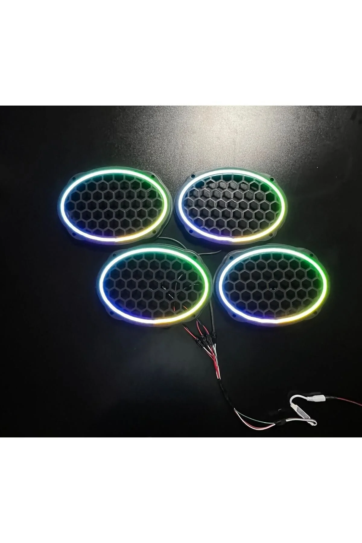 POZART AUDİO SYSTEMS Piksel Neon Ledli Oval 6*9 Hoparlör Midrange Kapağı 4adet Kapak+Modül Soket Tak Çıkart Kolay Montaj