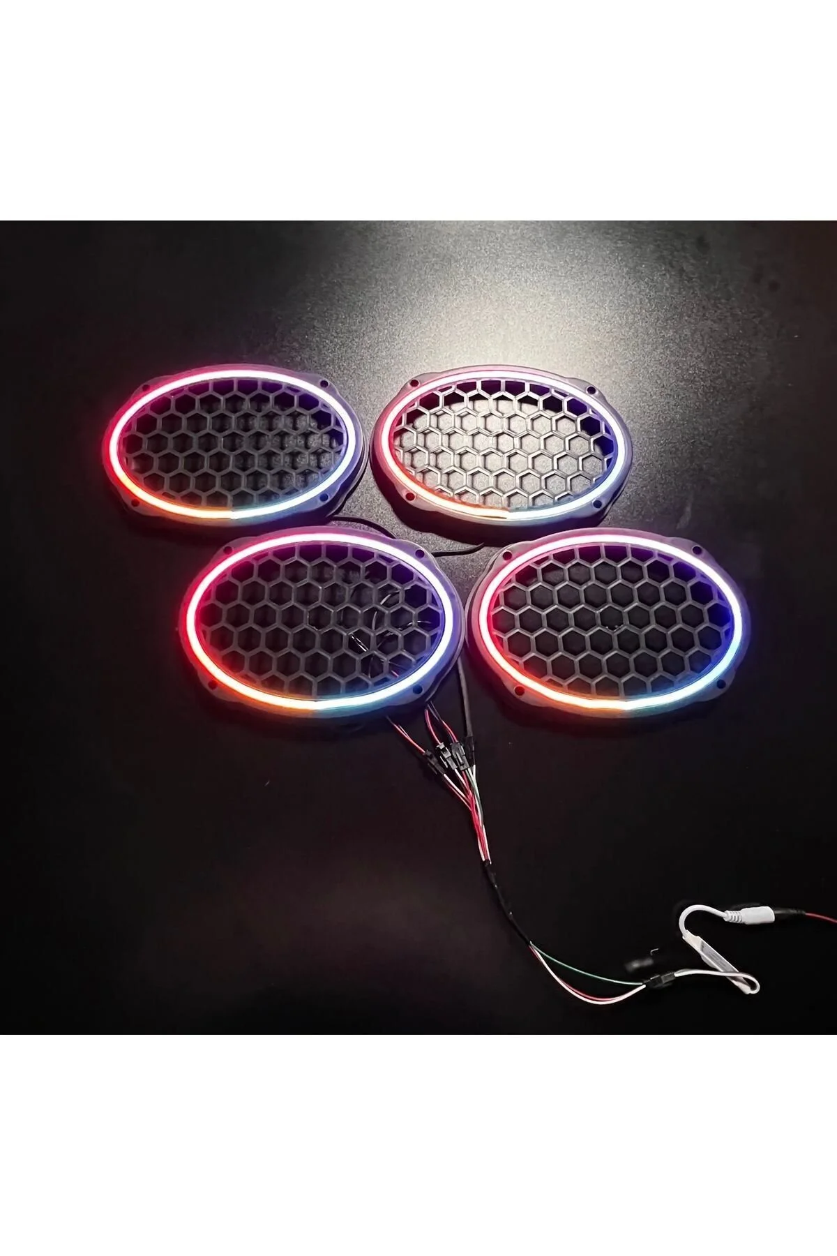 POZART AUDİO SYSTEMS Piksel Neon Ledli Oval 6*9 Hoparlör Midrange Kapağı 4adet Kapak+Modül Soket Tak Çıkart Kolay Montaj
