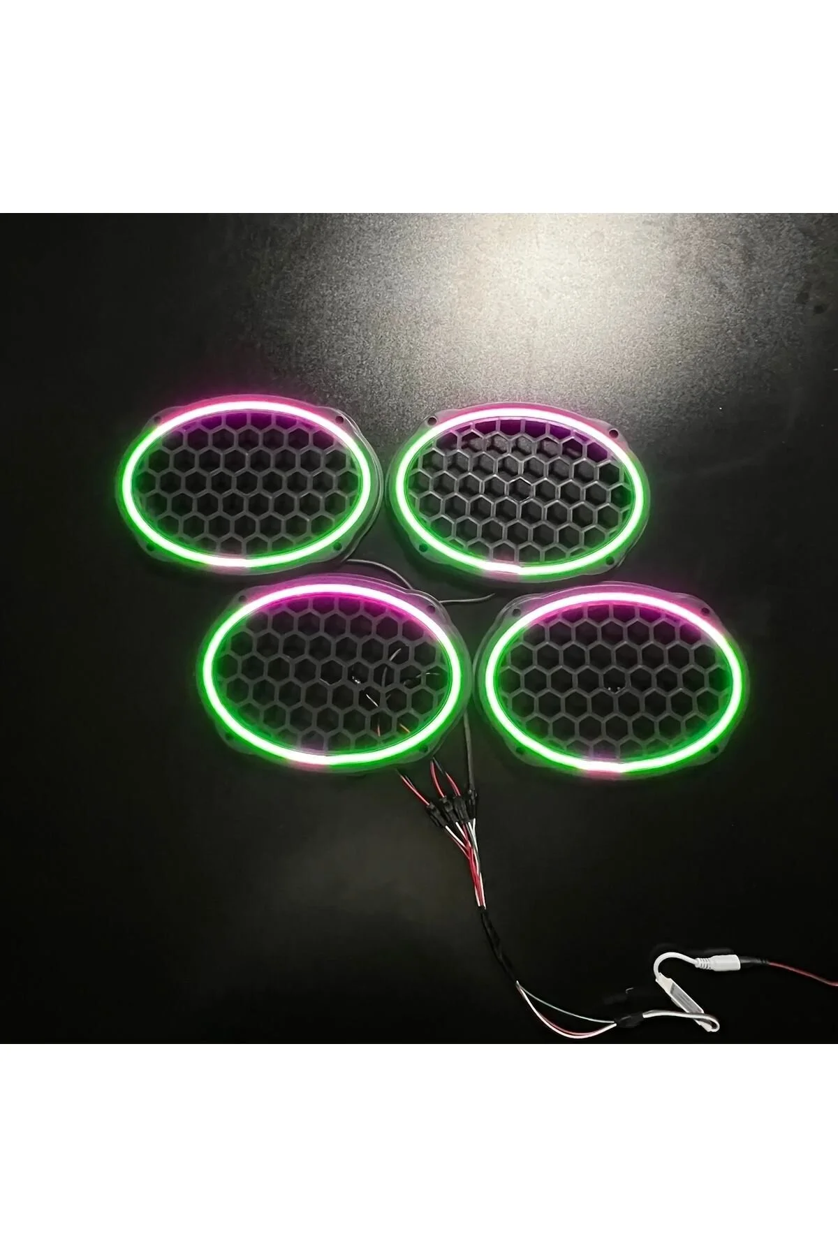 POZART AUDİO SYSTEMS Piksel Neon Ledli Oval 6*9 Hoparlör Midrange Kapağı 4adet Kapak+Modül Soket Tak Çıkart Kolay Montaj