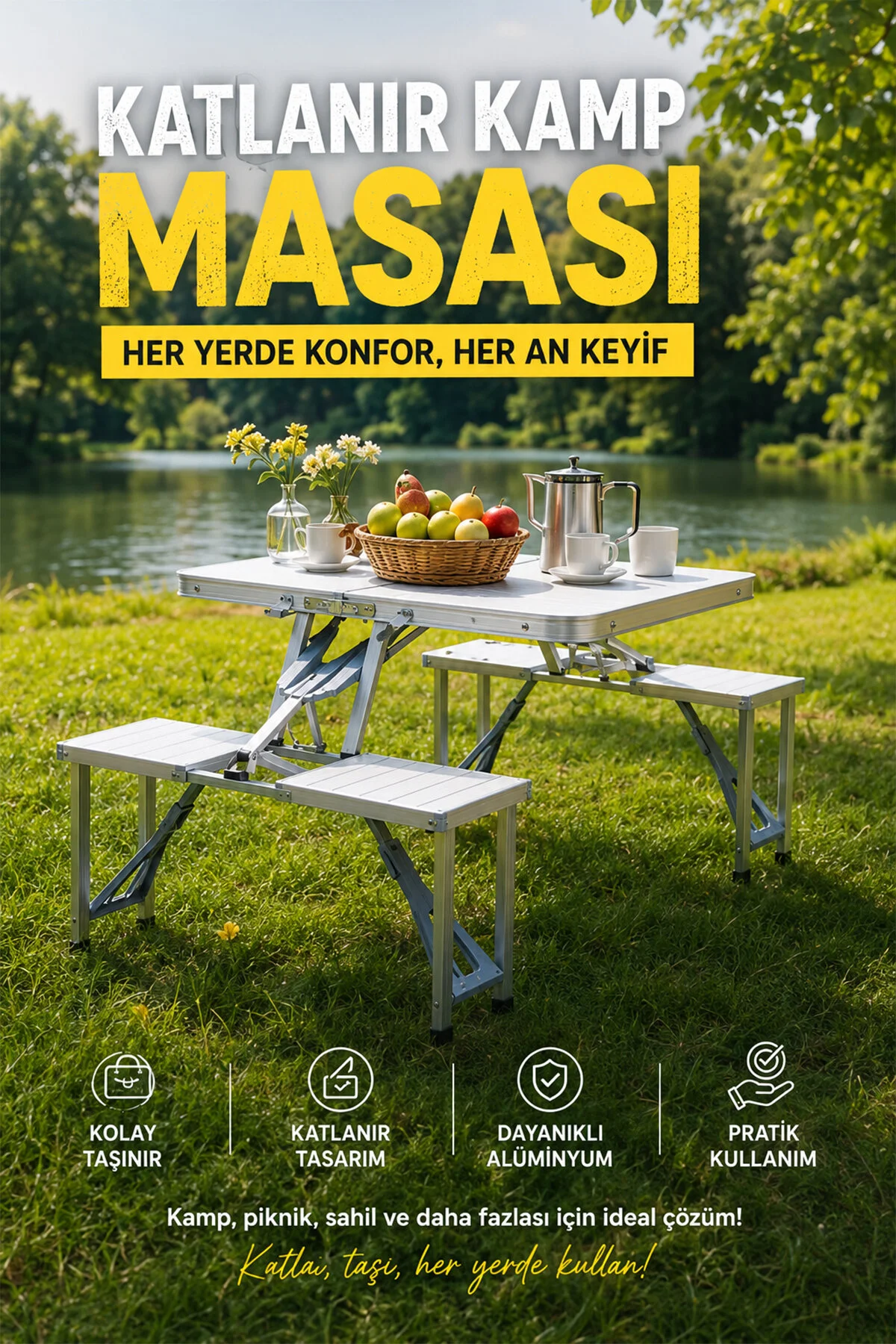 ROBO 4 Kişilik Katlanır Kamp Masası