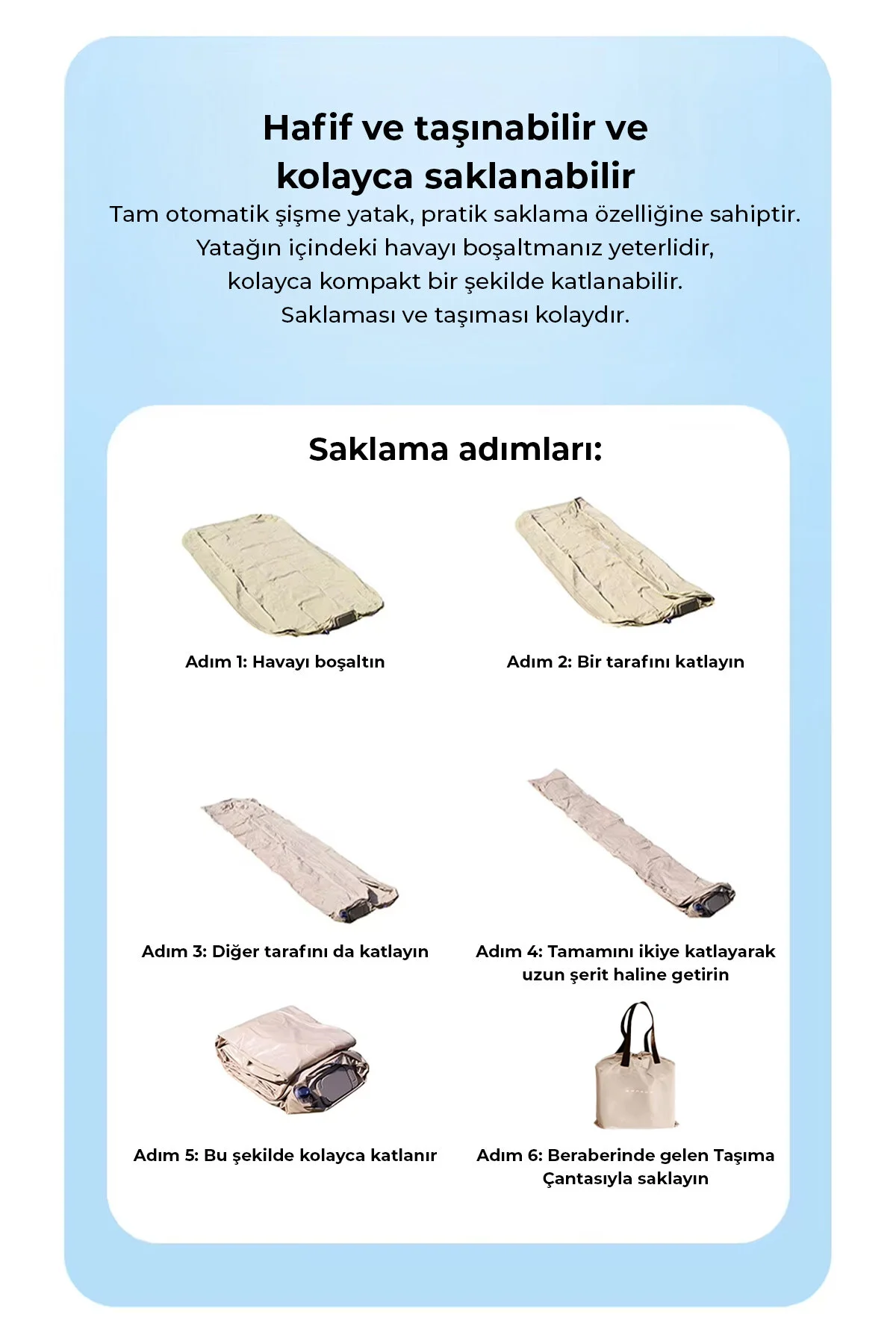 ROBO Kendi kendine şişen otomatik tek kişilik yatak