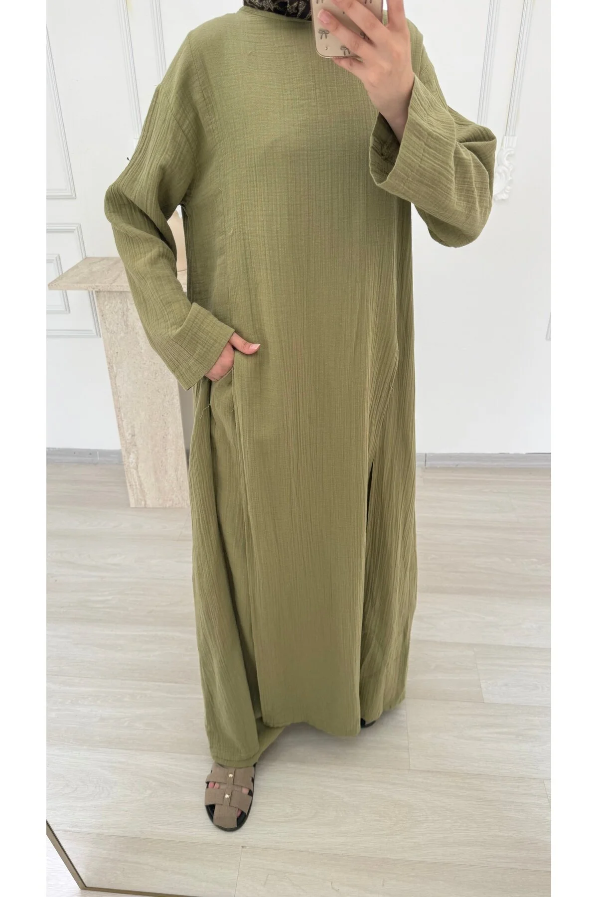 salisburys Molly Nelly Kadın Yırtmaçlı Tunik Muslin Pantolon Takım