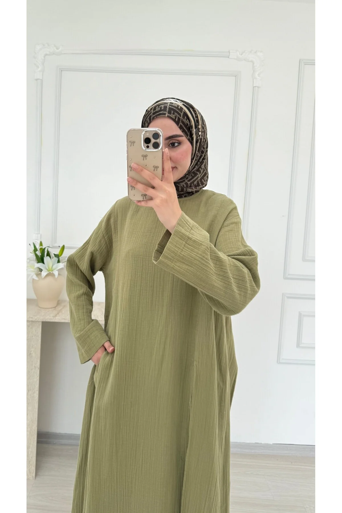 salisburys Molly Nelly Kadın Yırtmaçlı Tunik Muslin Pantolon Takım