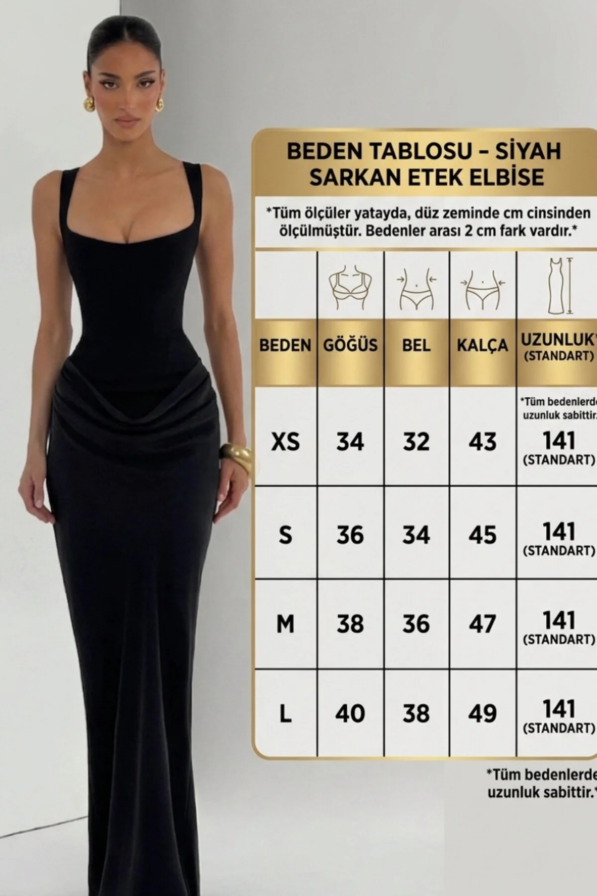 SEVENLINE Kadın Kare Yaka Sırt Bağlama Drapeli Maxi Abiye Elbise