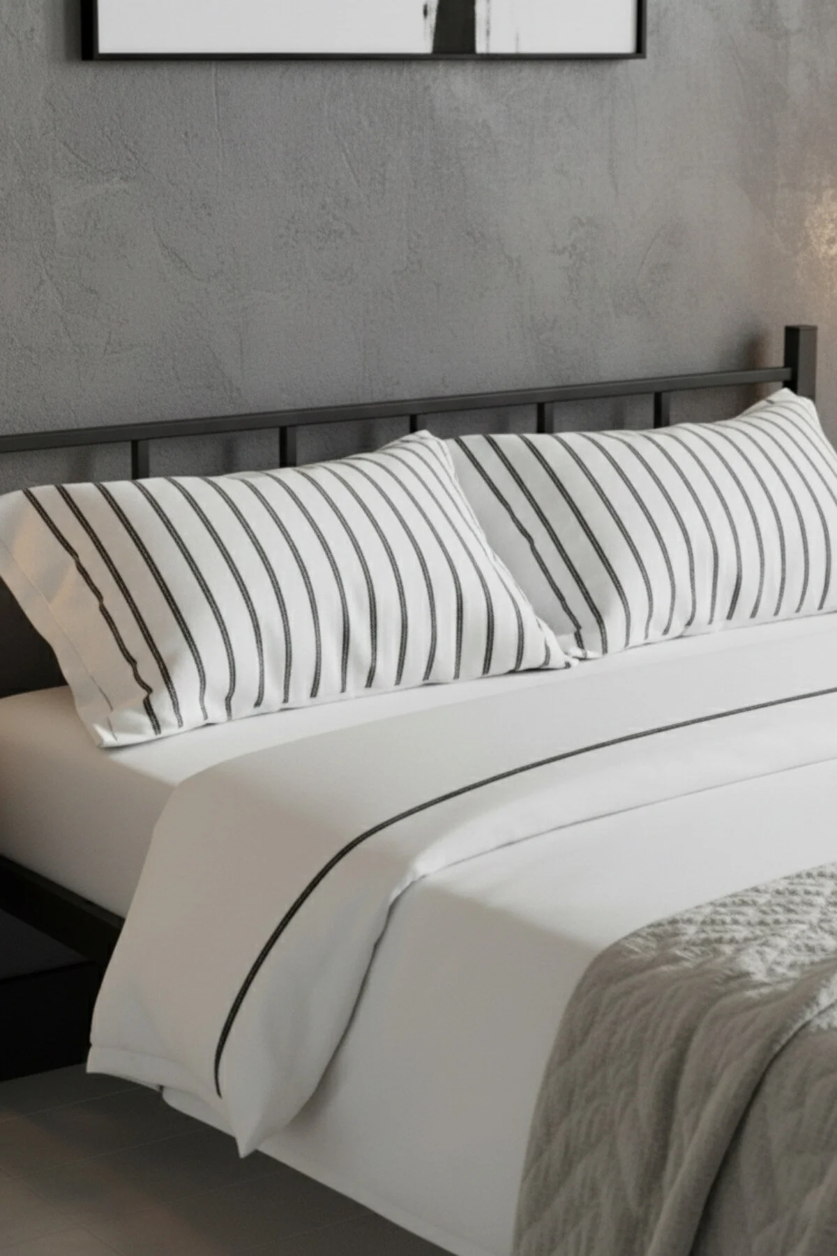 Sevinse Home Çift Kişilik Ferforje Metal Karyola Siyah